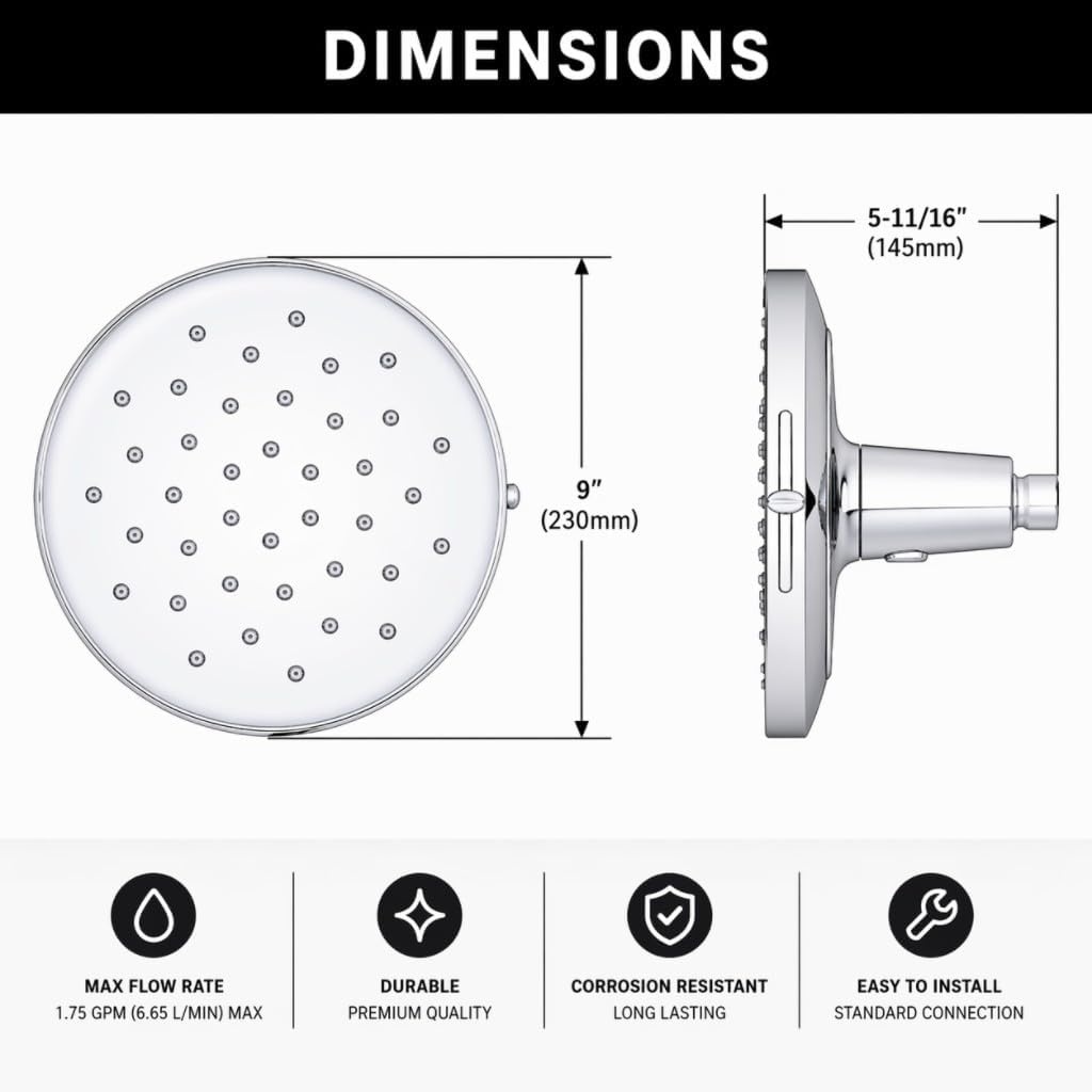 image:imageMoen 220R2EPSRN Verso 9Inch Rain Shower Head with Infiniti Dial and Magnetix Docking 175 GPM EcoPerformance Spot Resist Brushed NickelSpot Resist Nickel