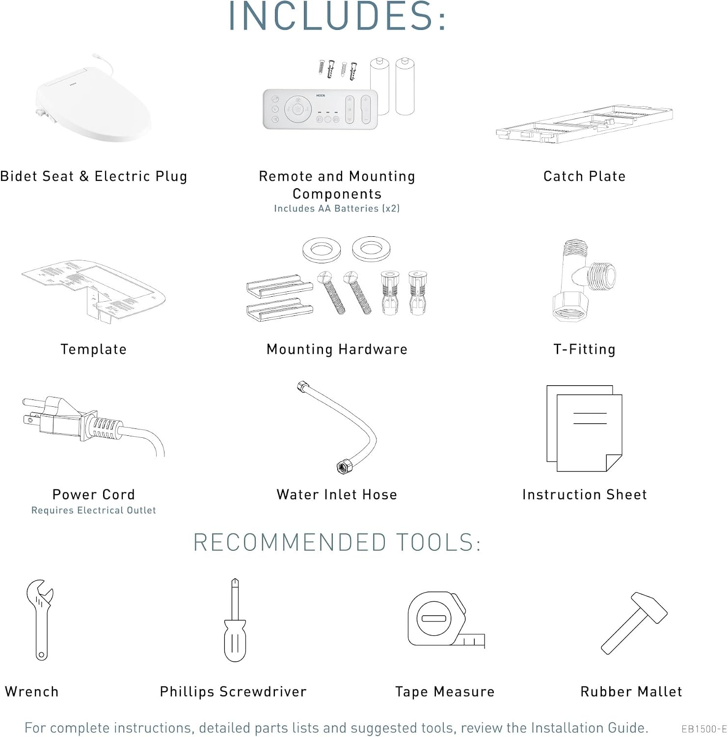 image:imageMoen 3Series Biscuit Standard Electronic Bidet Seat with Remote Control for Elongated Toilets Electrical Outlet Required EB1500EBS