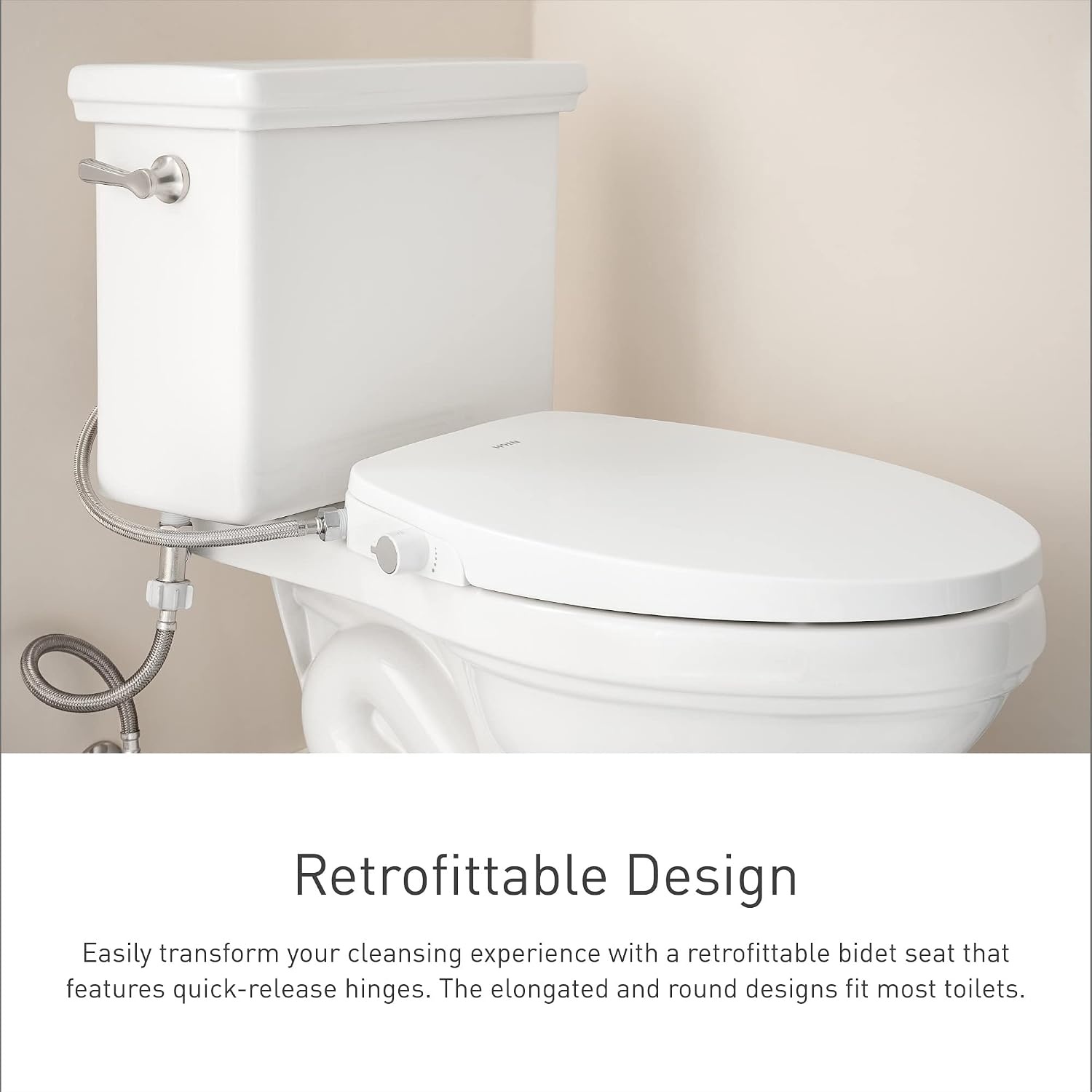image:imageMoen 3Series Biscuit Standard Electronic Bidet Seat with Remote Control for Elongated Toilets Electrical Outlet Required EB1500EBS