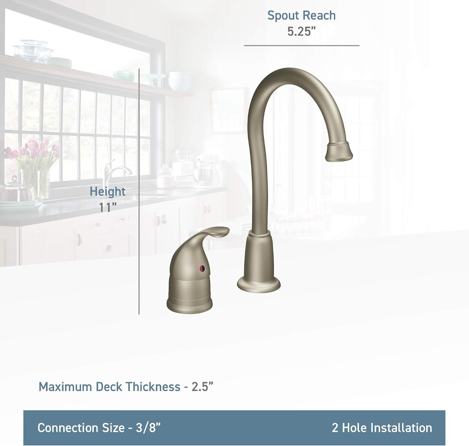 image:imageMoen 4905SRS Camerist OneHandle High Arc Bar Faucet Spot Resist StainlessChrome