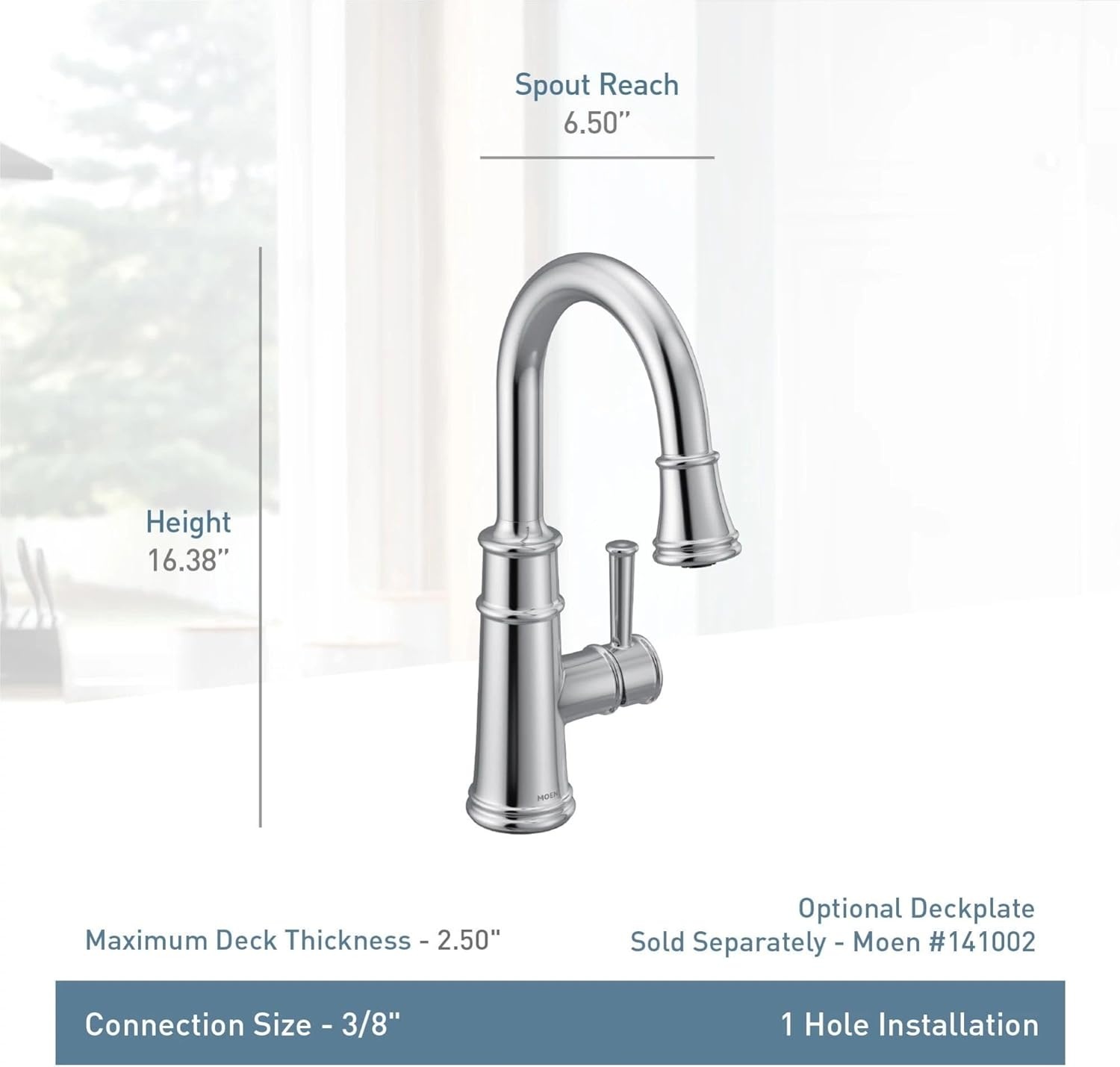 image:imageMoen 6260SRS Belfield OneHandle Pulldown Bar Faucet with Power Clean Featuring Reflex StainlessStainless