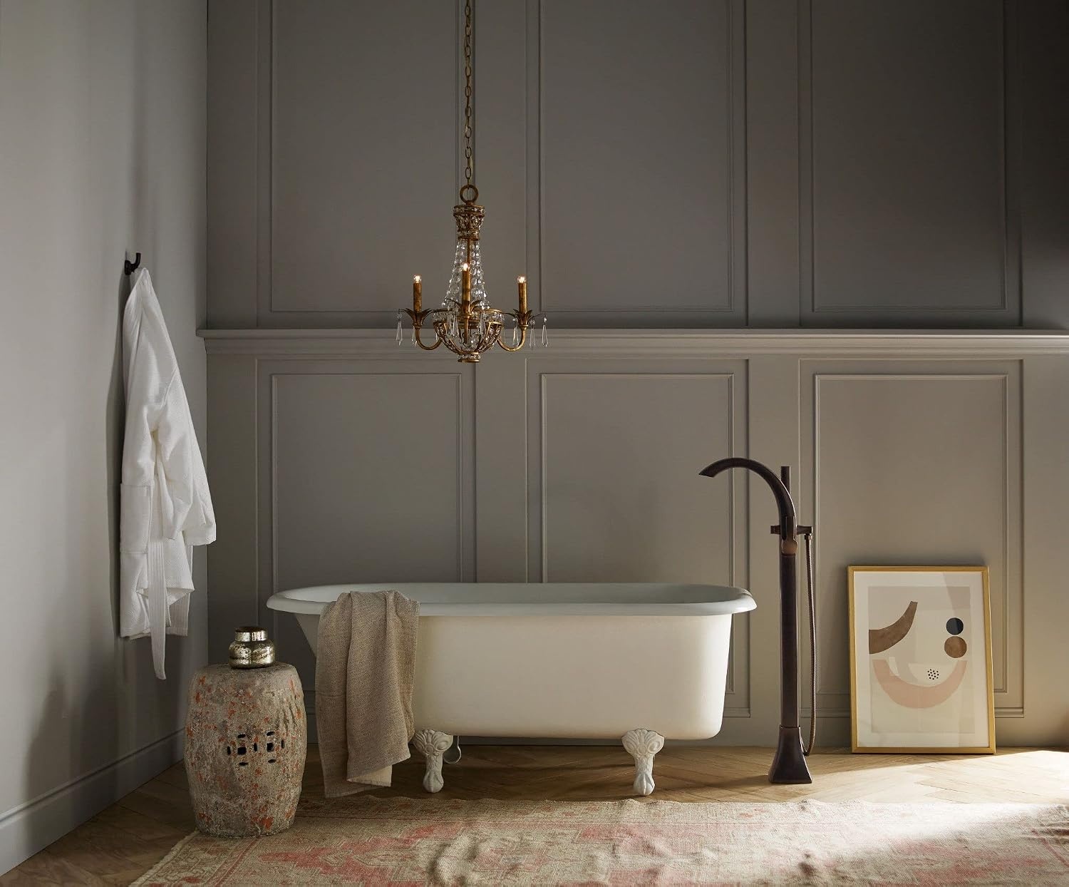 image:imageMoen 695 Voss OneHandle Freestanding Floor Mount Tub Filler with Handshower ChromeOil Rubbed Bronze