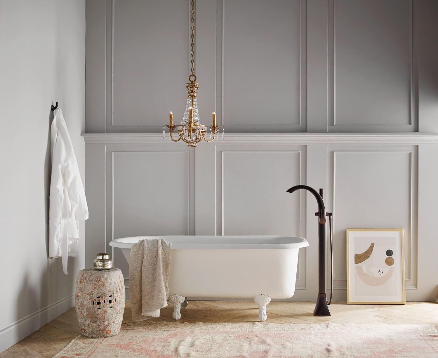 image:imageMoen 695 Voss OneHandle Freestanding Floor Mount Tub Filler with Handshower ChromeOil Rubbed Bronze