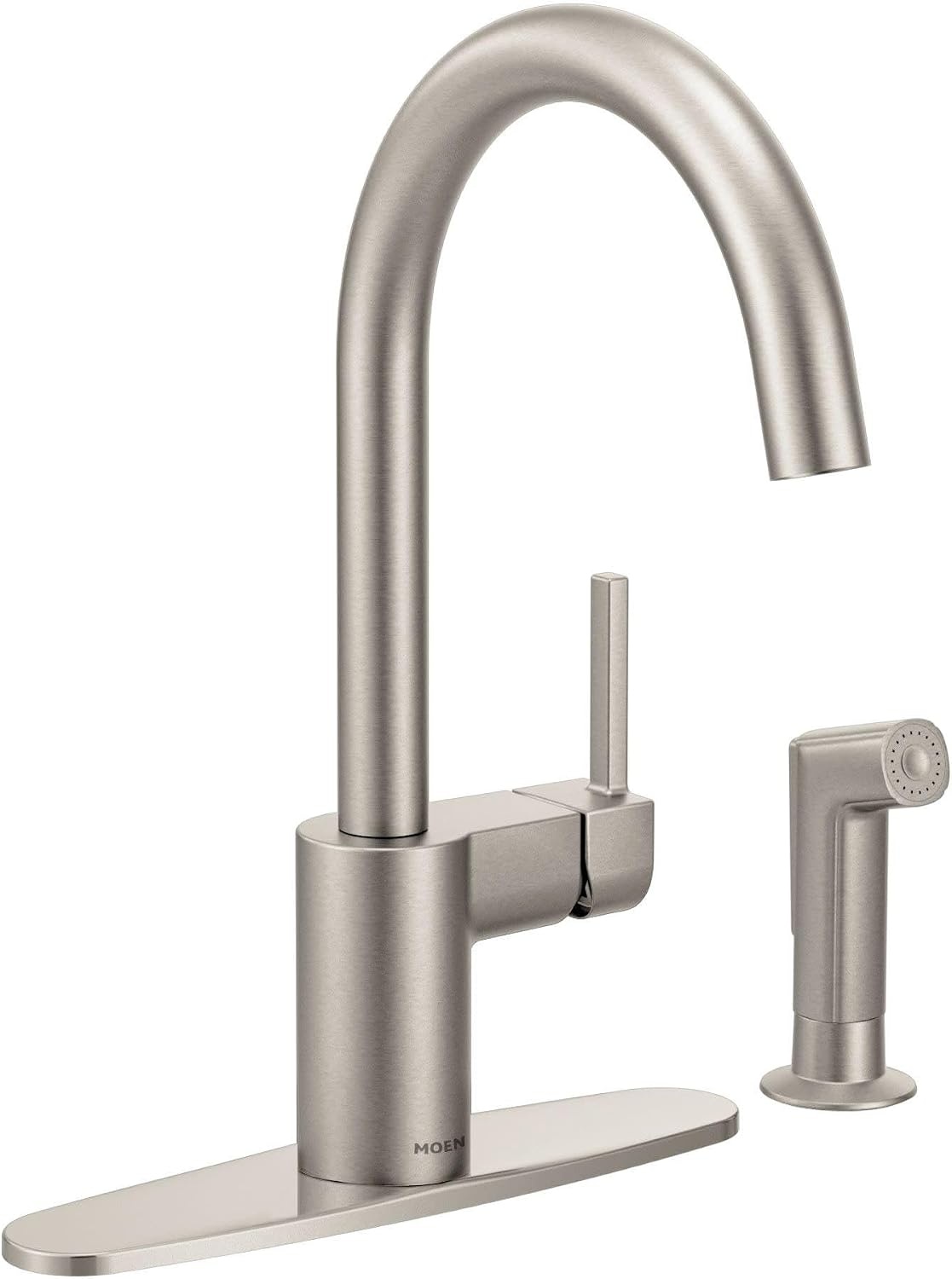 image:imageMoen 7165 Align OneHandle HighArc Modern Kitchen Faucet with Side Spray ChromeSpot Resist Stainless