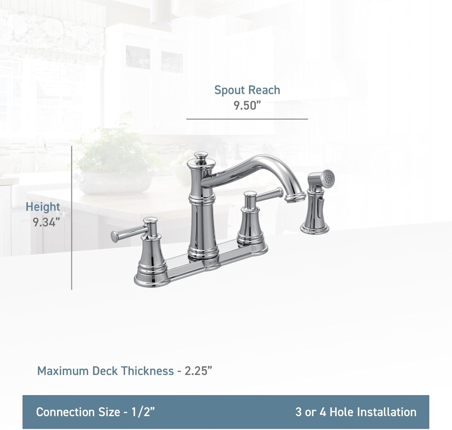 image:imageMoen 7255ORB Belfield Traditional Two Handle High Arc Kitchen Faucet with Side Spray Oil Rubbed BronzeMatte Black