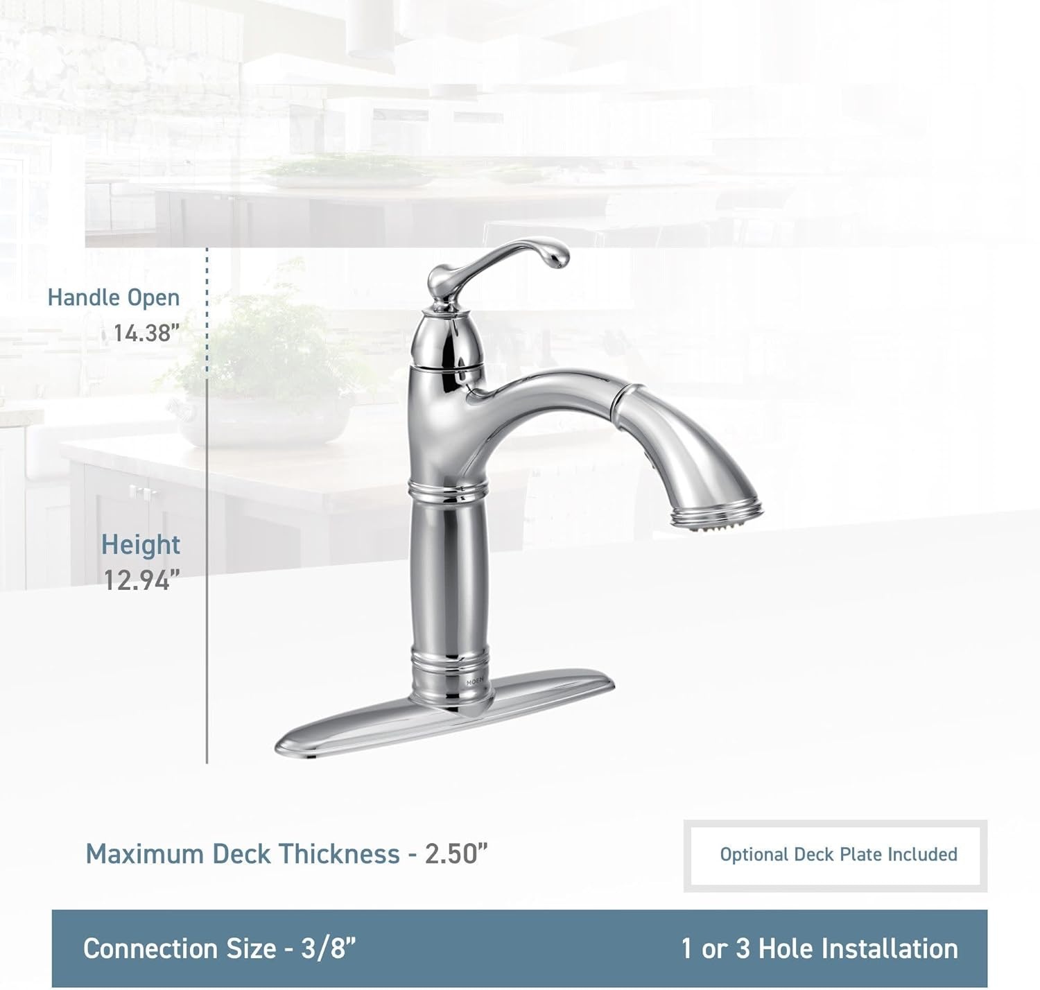 image:imageMoen 7295SRS Brantford OneHandle Pullout Kitchen Faucet Featuring Power Clean and Reflex Spot Resist StainlessSpot Resist Stainless
