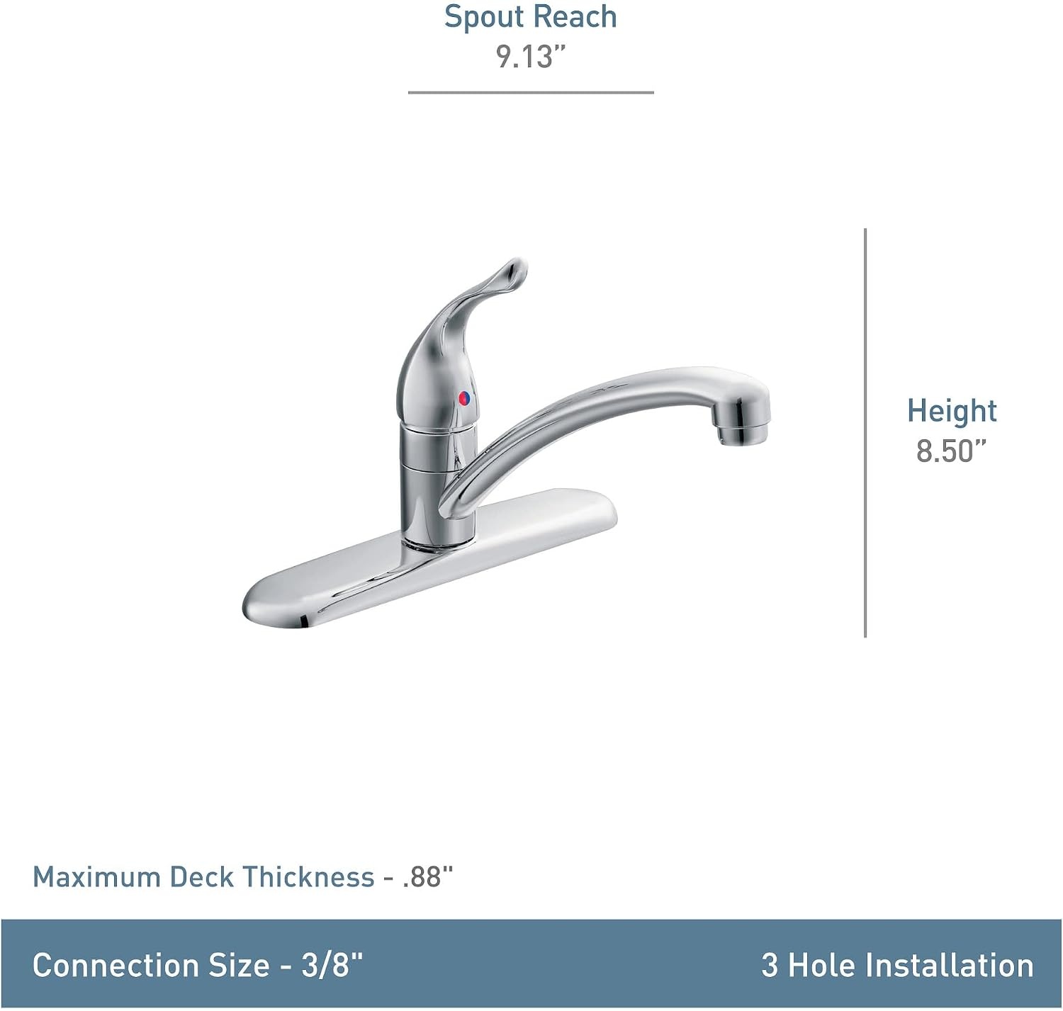 image:imageMoen 7425SRS Chateau OneHandle Low Arc Kitchen Faucet Spot Resist Stainless