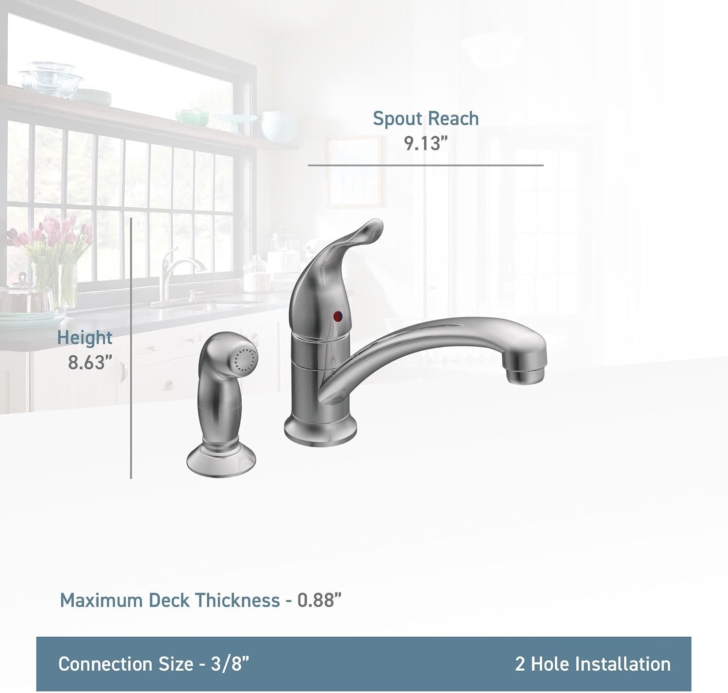 image:imageMoen 7437 Chateau OneHandle Low Arc Kitchen Faucet ChromeValue not found