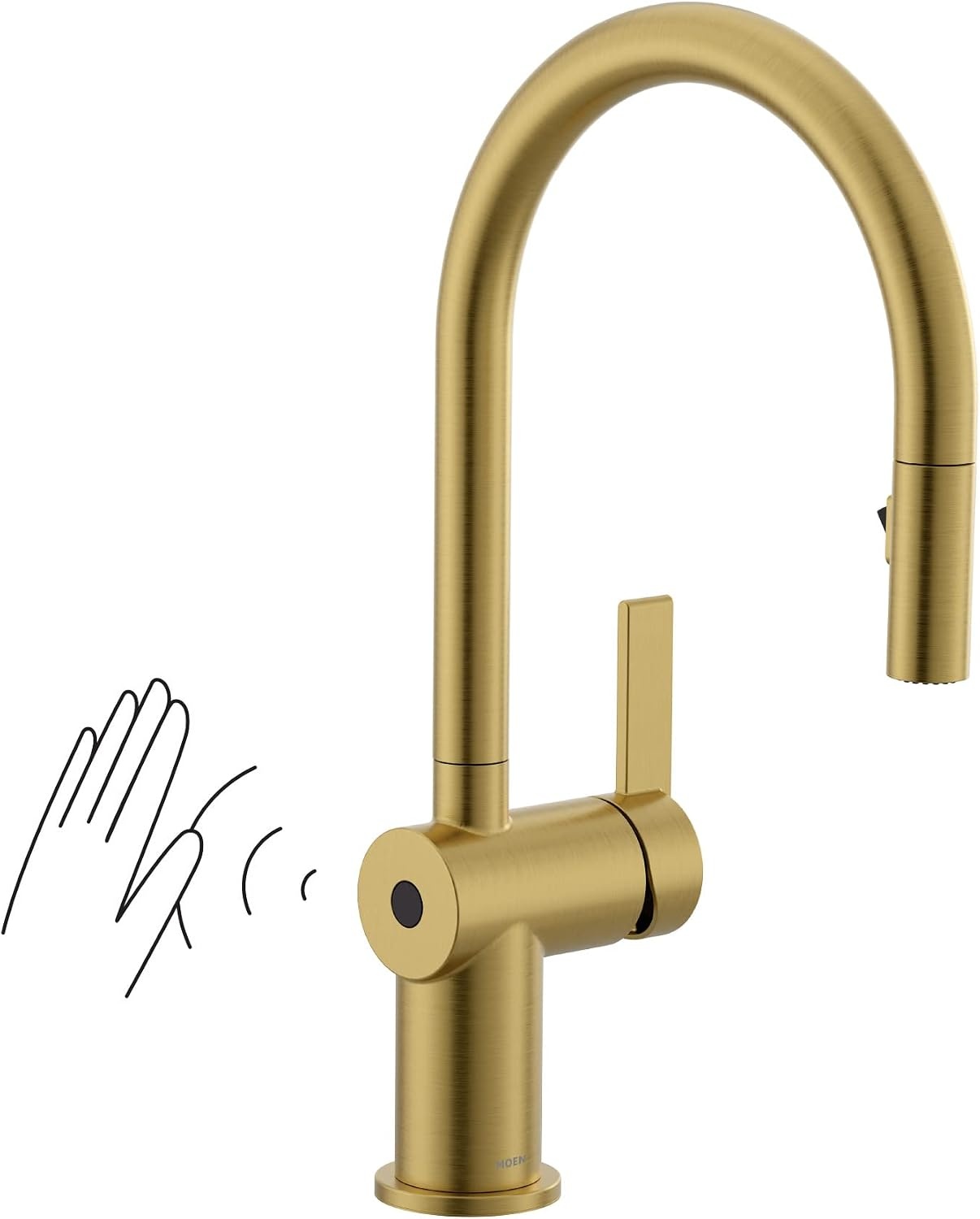 image:imageMoen 7622BL CIA Pulldown Kitchen Faucet with Power Boost Includes Optional Chrome and Brushed Gold Accents Matte Black withBrushed Gold