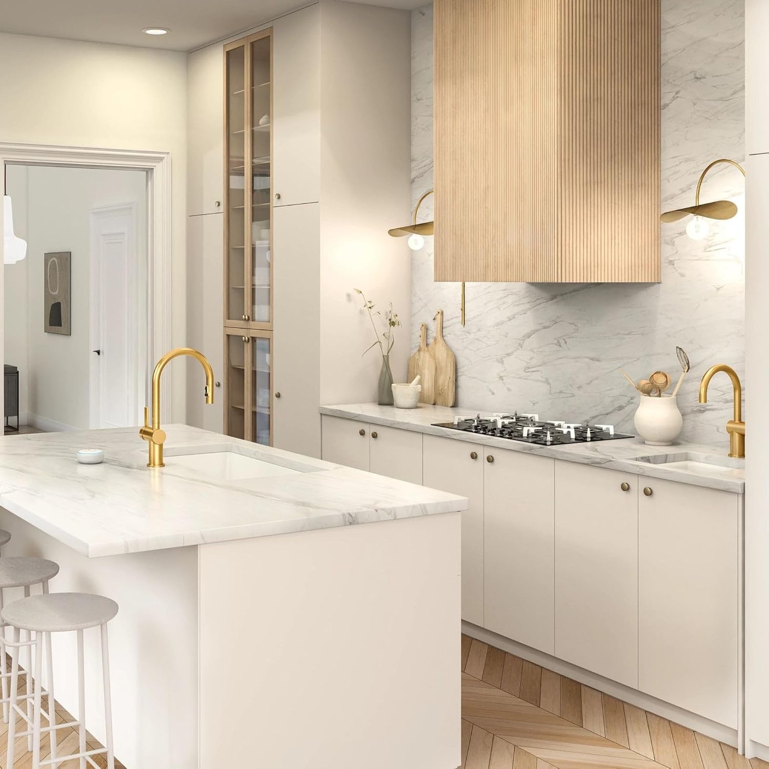image:imageMoen 7622BL CIA Pulldown Kitchen Faucet with Power Boost Includes Optional Chrome and Brushed Gold Accents Matte Black withBrushed Gold