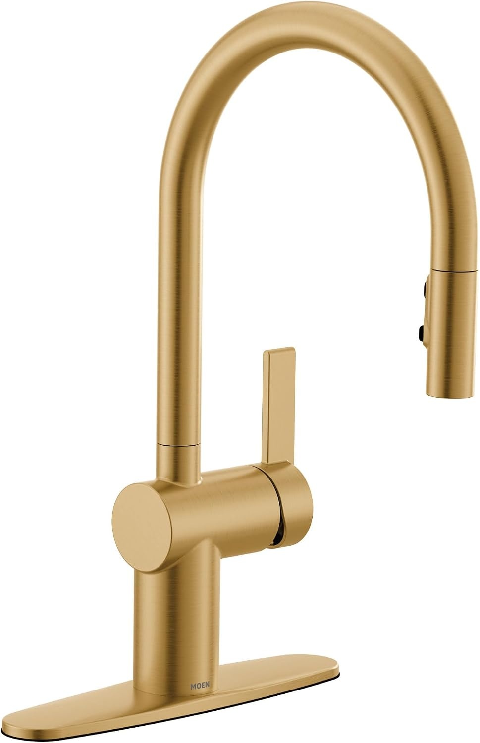 image:imageMoen 7622BL CIA Pulldown Kitchen Faucet with Power Boost Includes Optional Chrome and Brushed Gold Accents Matte Black withBrushed Gold