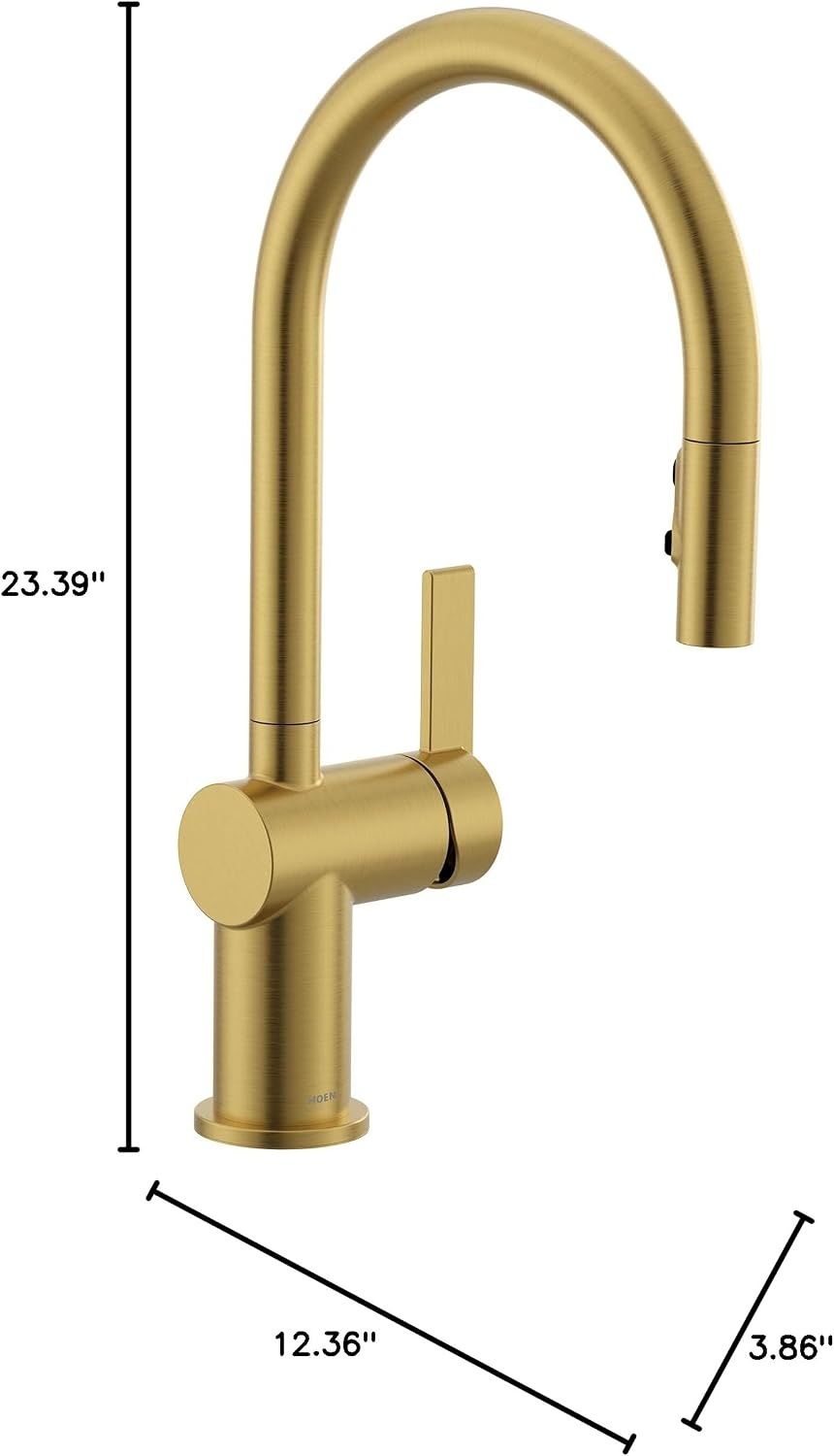 image:imageMoen 7622BL CIA Pulldown Kitchen Faucet with Power Boost Includes Optional Chrome and Brushed Gold Accents Matte Black withBrushed Gold