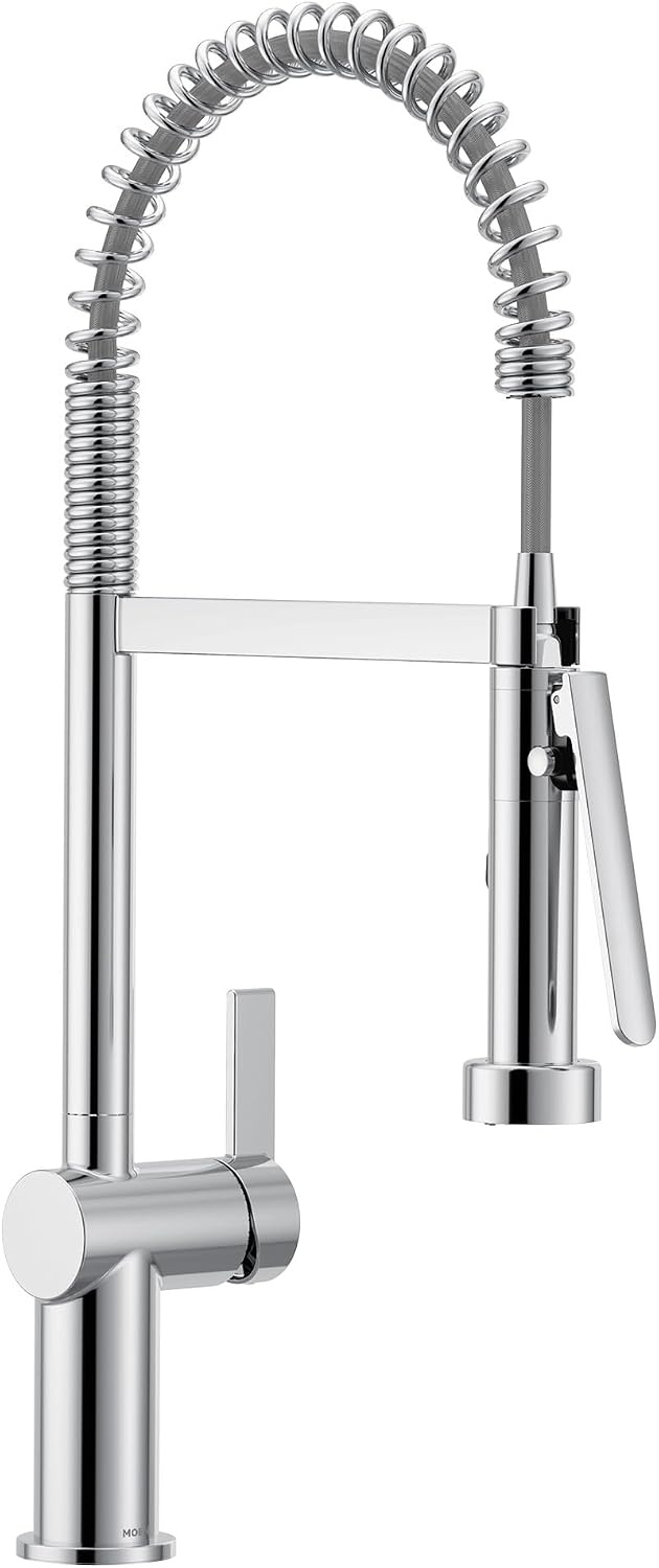 image:imageMoen 7622BL CIA Pulldown Kitchen Faucet with Power Boost Includes Optional Chrome and Brushed Gold Accents Matte Black withChrome