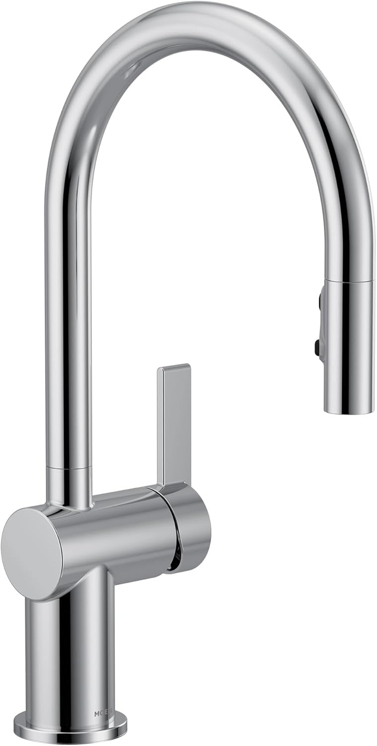 image:imageMoen 7622BL CIA Pulldown Kitchen Faucet with Power Boost Includes Optional Chrome and Brushed Gold Accents Matte Black withChrome