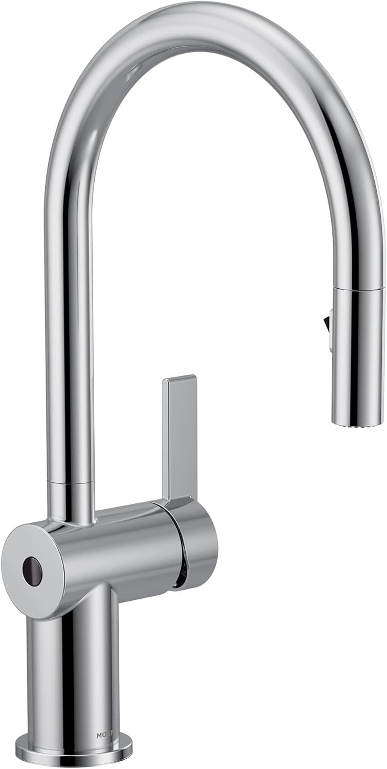 image:imageMoen 7622BL CIA Pulldown Kitchen Faucet with Power Boost Includes Optional Chrome and Brushed Gold Accents Matte Black withChrome