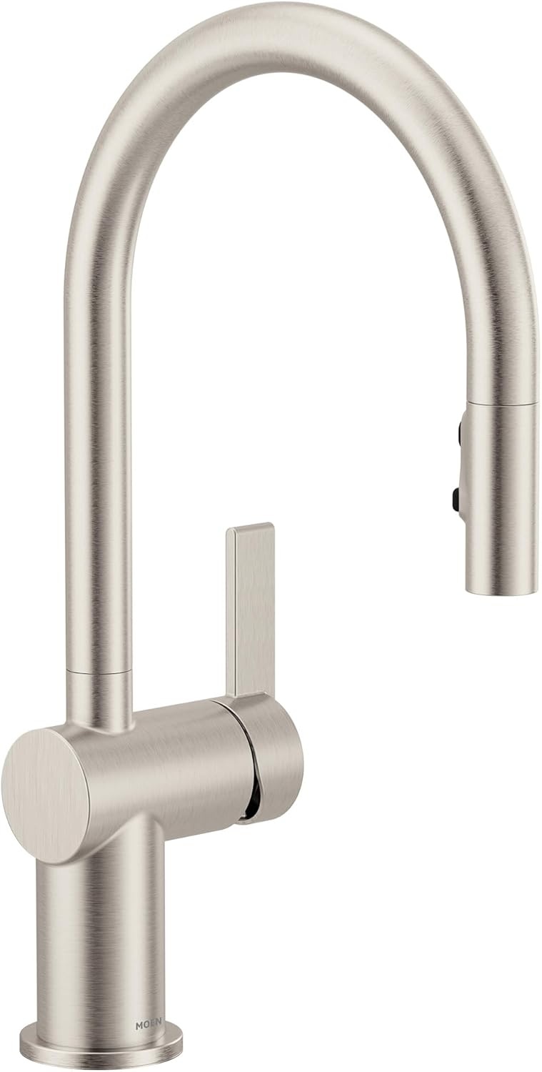 image:imageMoen 7622BL CIA Pulldown Kitchen Faucet with Power Boost Includes Optional Chrome and Brushed Gold Accents Matte Black withSpot Resist Stainless