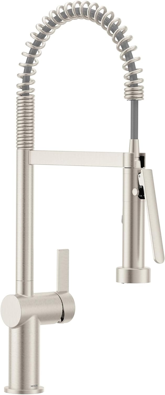 image:imageMoen 7622BL CIA Pulldown Kitchen Faucet with Power Boost Includes Optional Chrome and Brushed Gold Accents Matte Black withSpot Resist Stainless