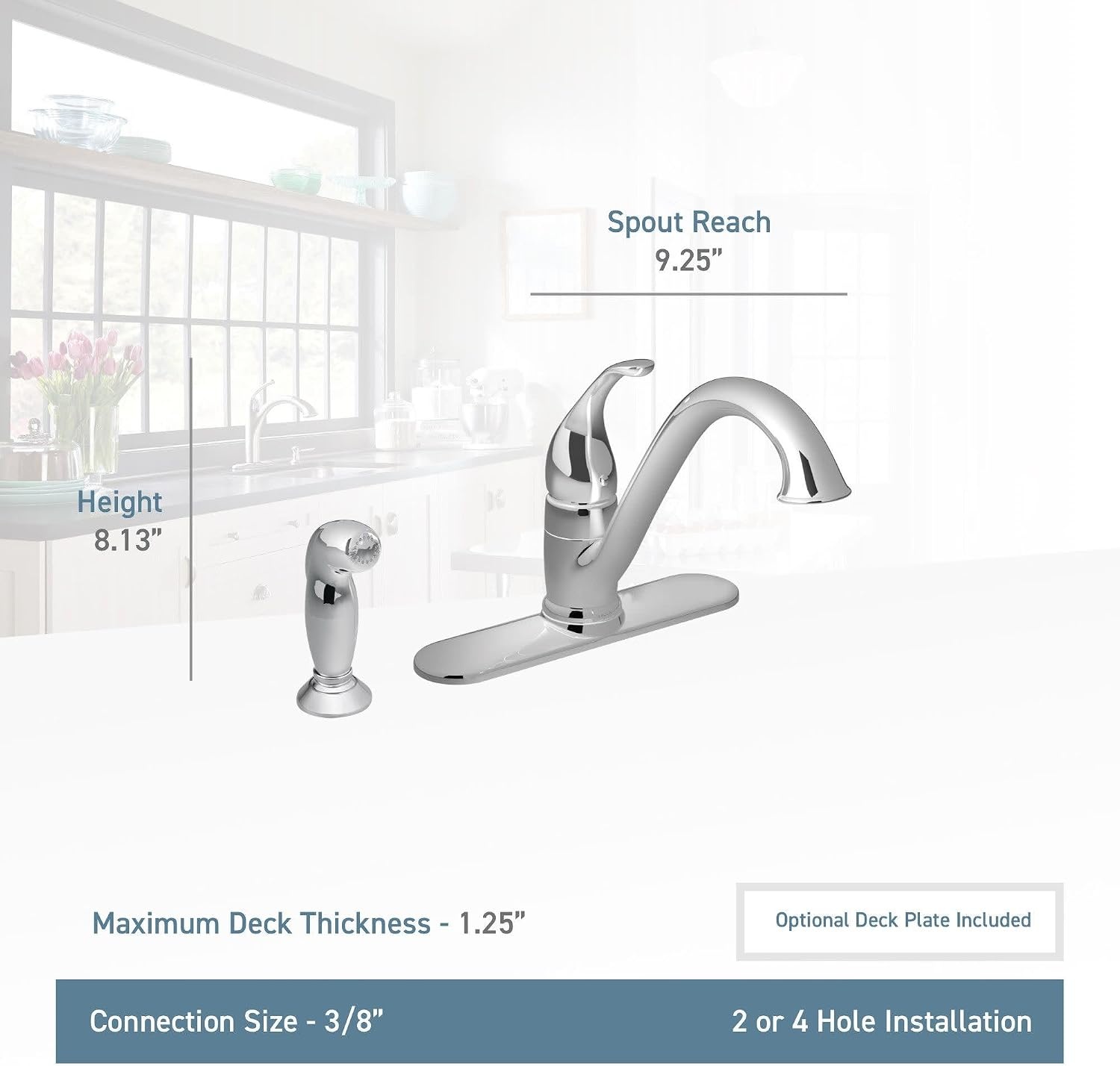 image:imageMoen 7840 Camerist OneHandle Low Arc Kitchen Faucet ChromeChrome