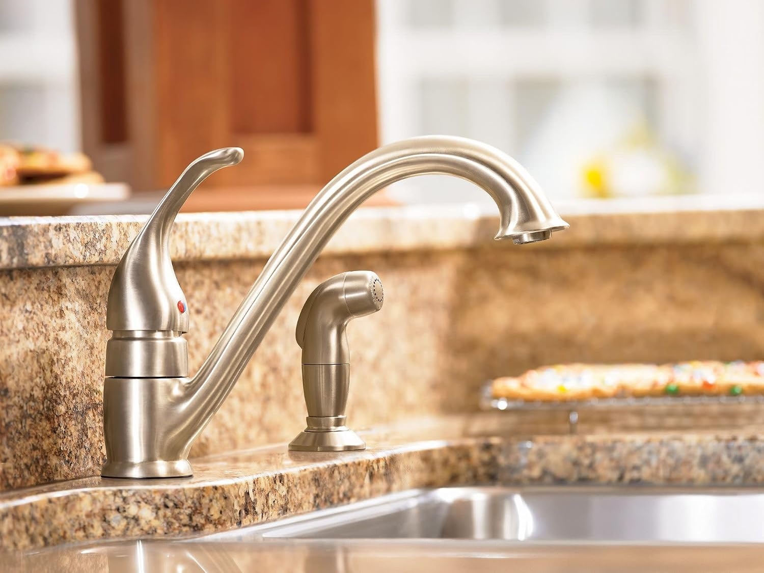 image:imageMoen 7840 Camerist OneHandle Low Arc Kitchen Faucet ChromeChrome