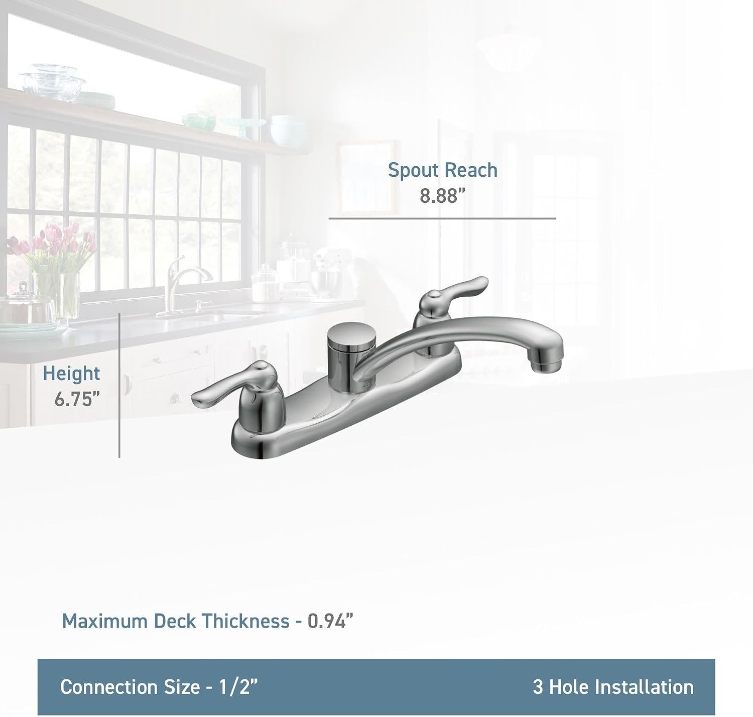 image:imageMoen 7906 Chateau TwoHandle Kitchen Faucet Chrome