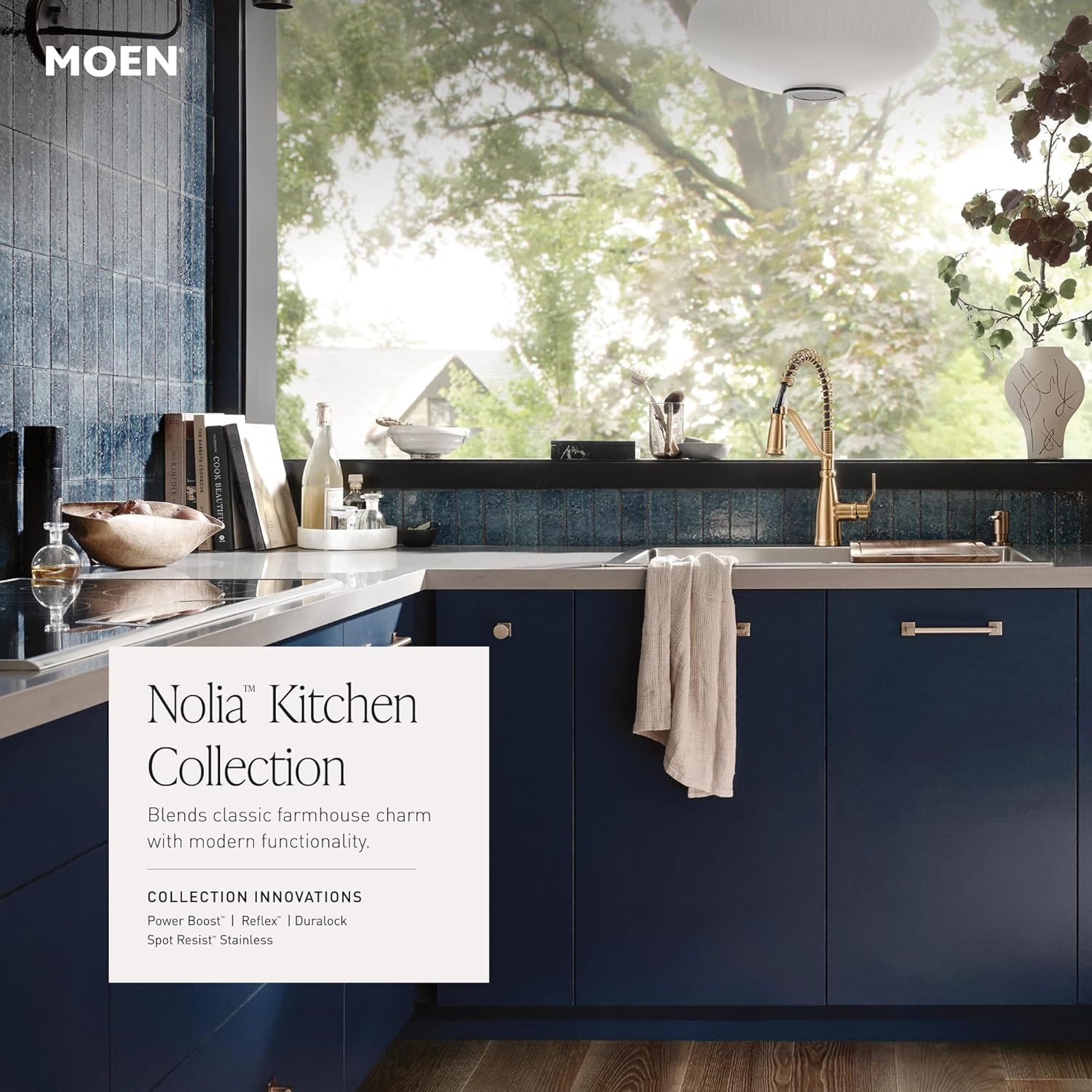 image:imageMoen 87071BZG Nolia OneHandle PullDown Kitchen Faucet with Power Boost Soap Dispenser Included High Arc 1 or 3 Hole Installation Brushed GoldBronzed Gold