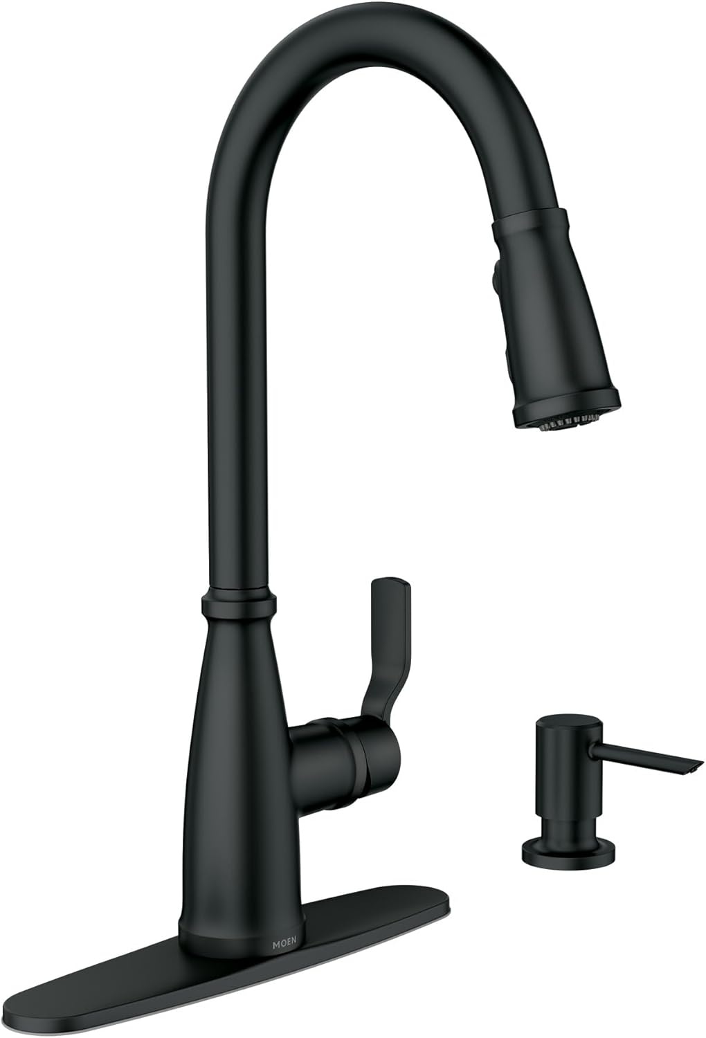 image:imageMoen 87071BZG Nolia OneHandle PullDown Kitchen Faucet with Power Boost Soap Dispenser Included High Arc 1 or 3 Hole Installation Brushed GoldMatte Black