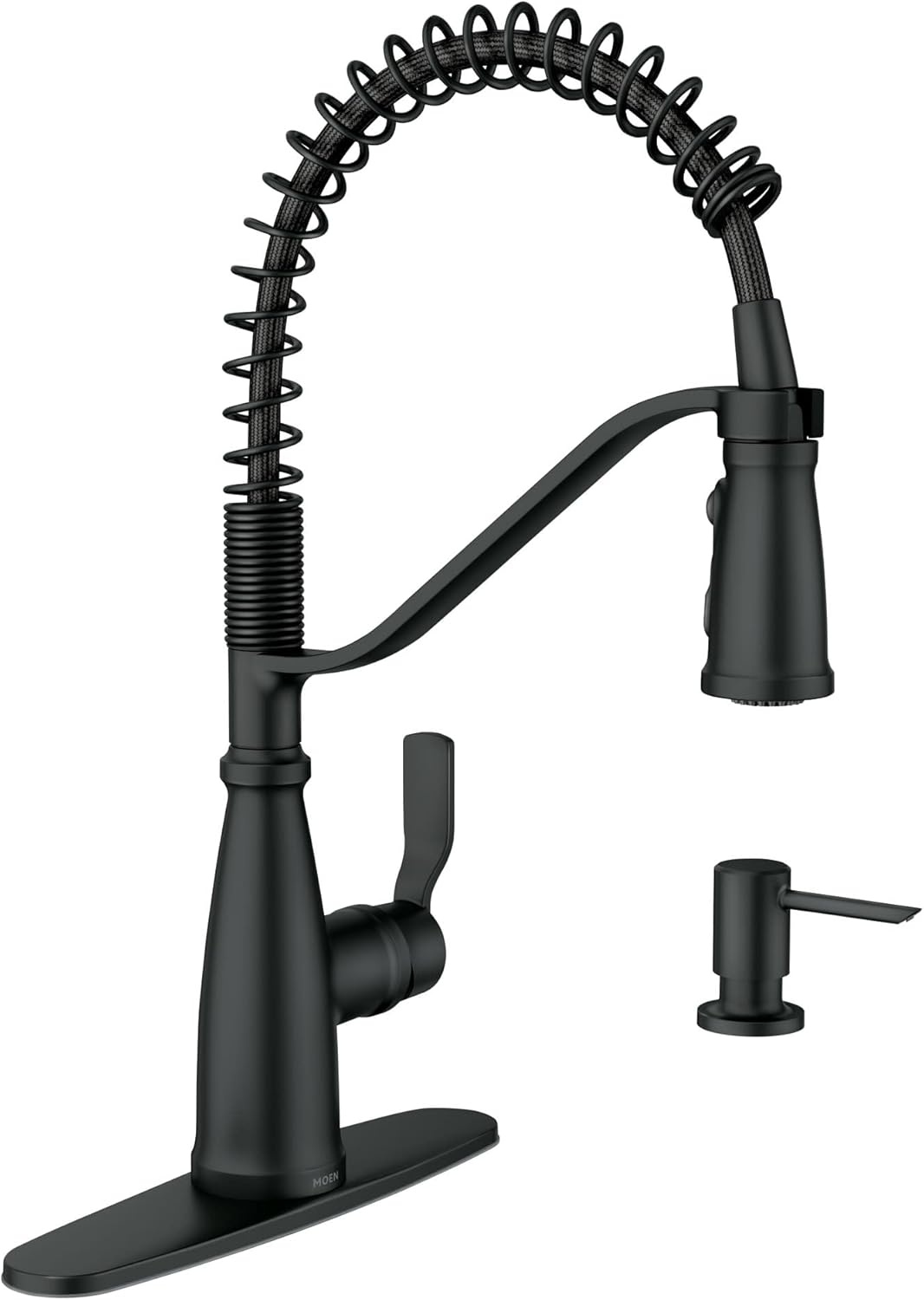image:imageMoen 87071BZG Nolia OneHandle PullDown Kitchen Faucet with Power Boost Soap Dispenser Included High Arc 1 or 3 Hole Installation Brushed GoldMatte Black