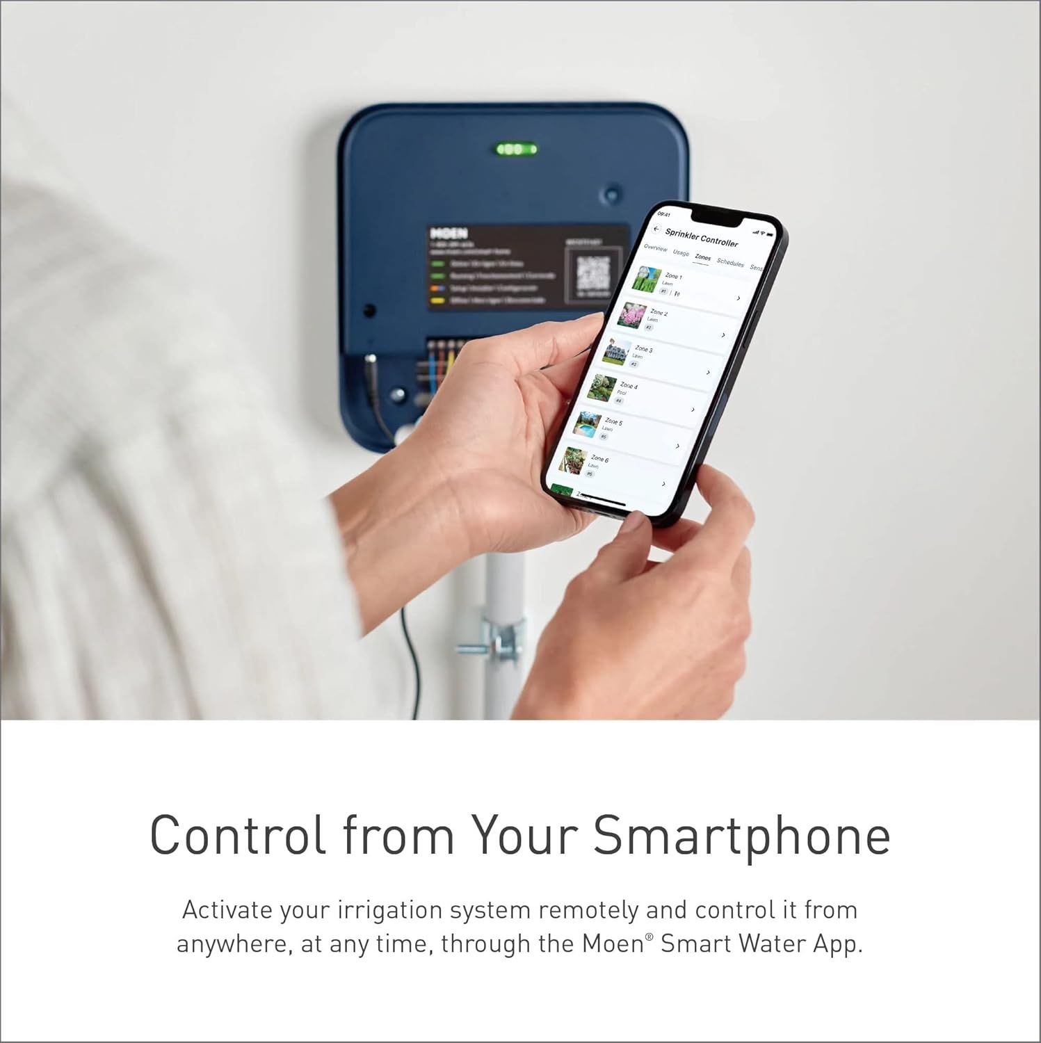 image:imageMoen 8Zone Smart Sprinkler Controller WiFi Connectible Smart Irrigation System with Automatic Water Timer WICNT008G1USA