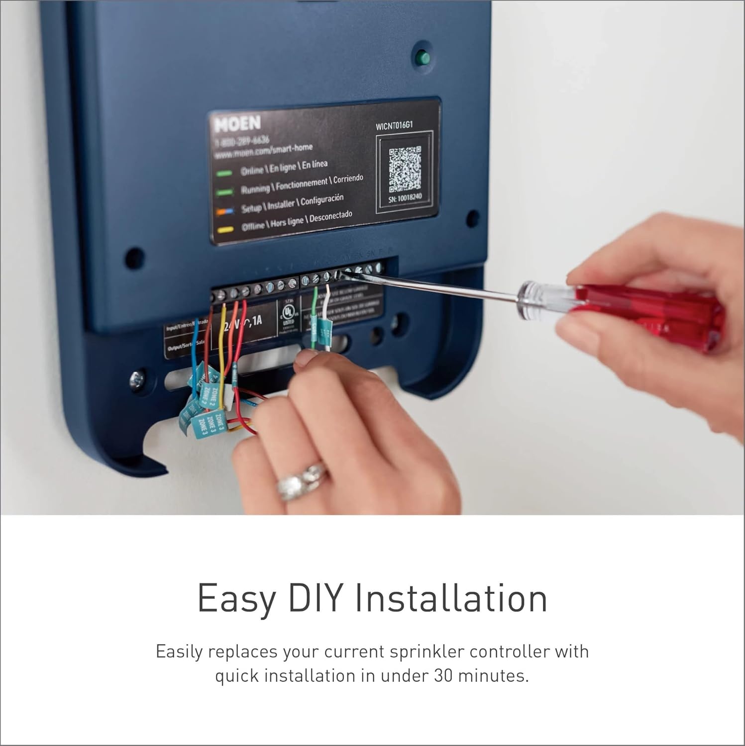 image:imageMoen 8Zone Smart Sprinkler Controller WiFi Connectible Smart Irrigation System with Automatic Water Timer WICNT008G1USA