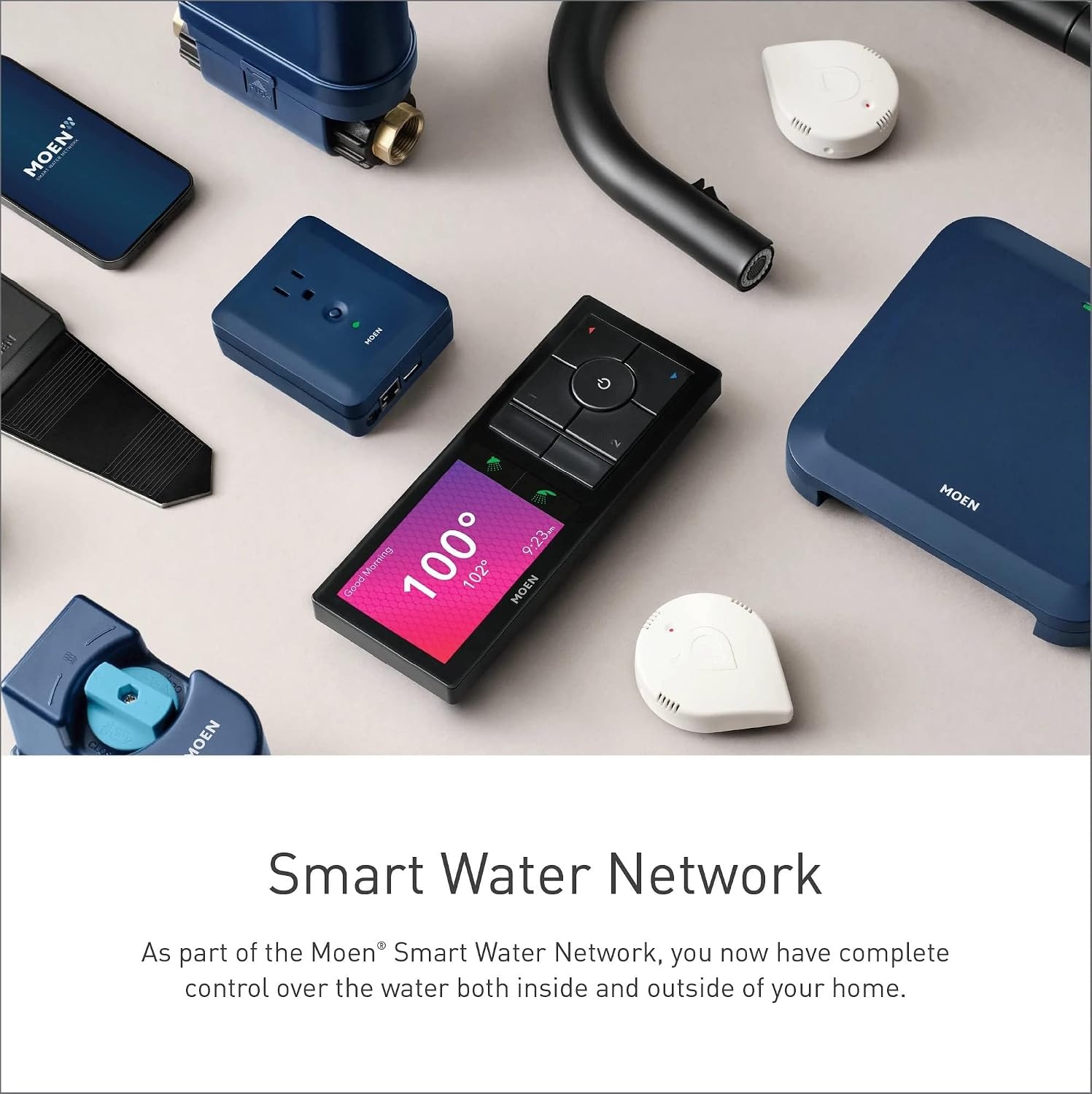 image:imageMoen 8Zone Smart Sprinkler Controller WiFi Connectible Smart Irrigation System with Automatic Water Timer WICNT008G1USA with 8 Moen Smart Wireless Soil Sensors