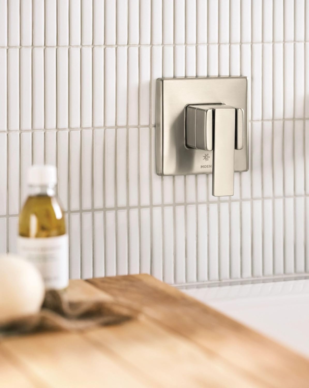 image:imageMoen 90 Degree Brushed Nickel Single Handle Wall Mount Tub Filler High Flow Tub Faucet with 10 Spout Reach WTS911BN