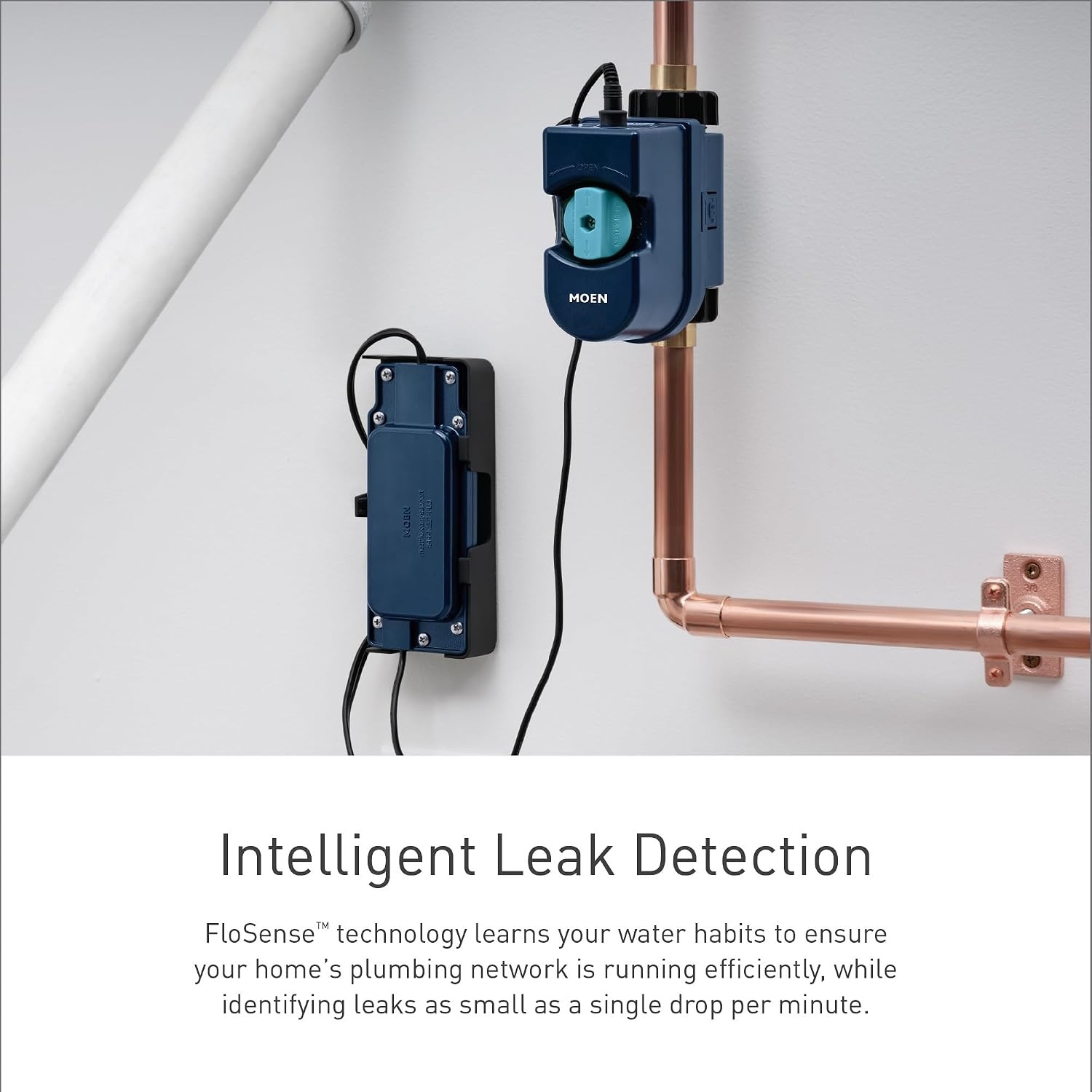 image:imageMoen 900002 Flo by Moen 114Inch Smart Water Shutoff with 920005 Flo by Moen Smart Water Detector 3PackShutoff Detector 3pack