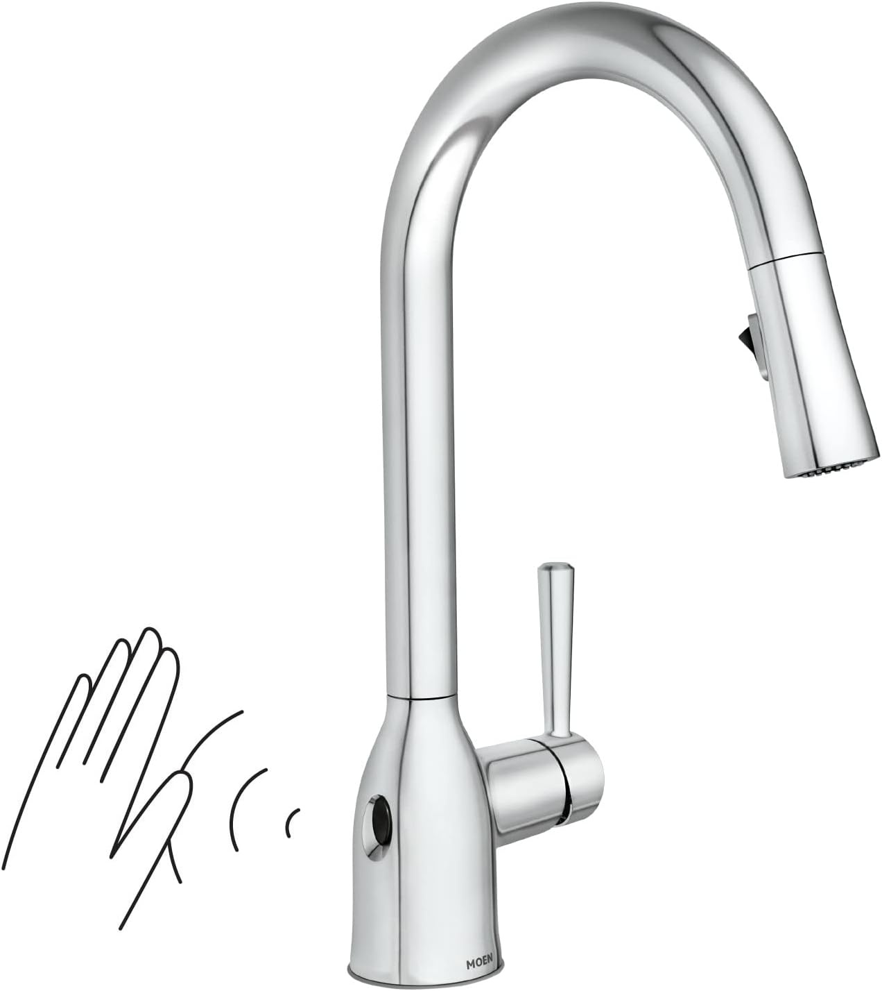 image:imageMoen Adler Mediterranean Bronze OneHandle High Arc Modern Kitchen Faucet with Power Clean and Pull Down Spray Head 87233BRBChrome