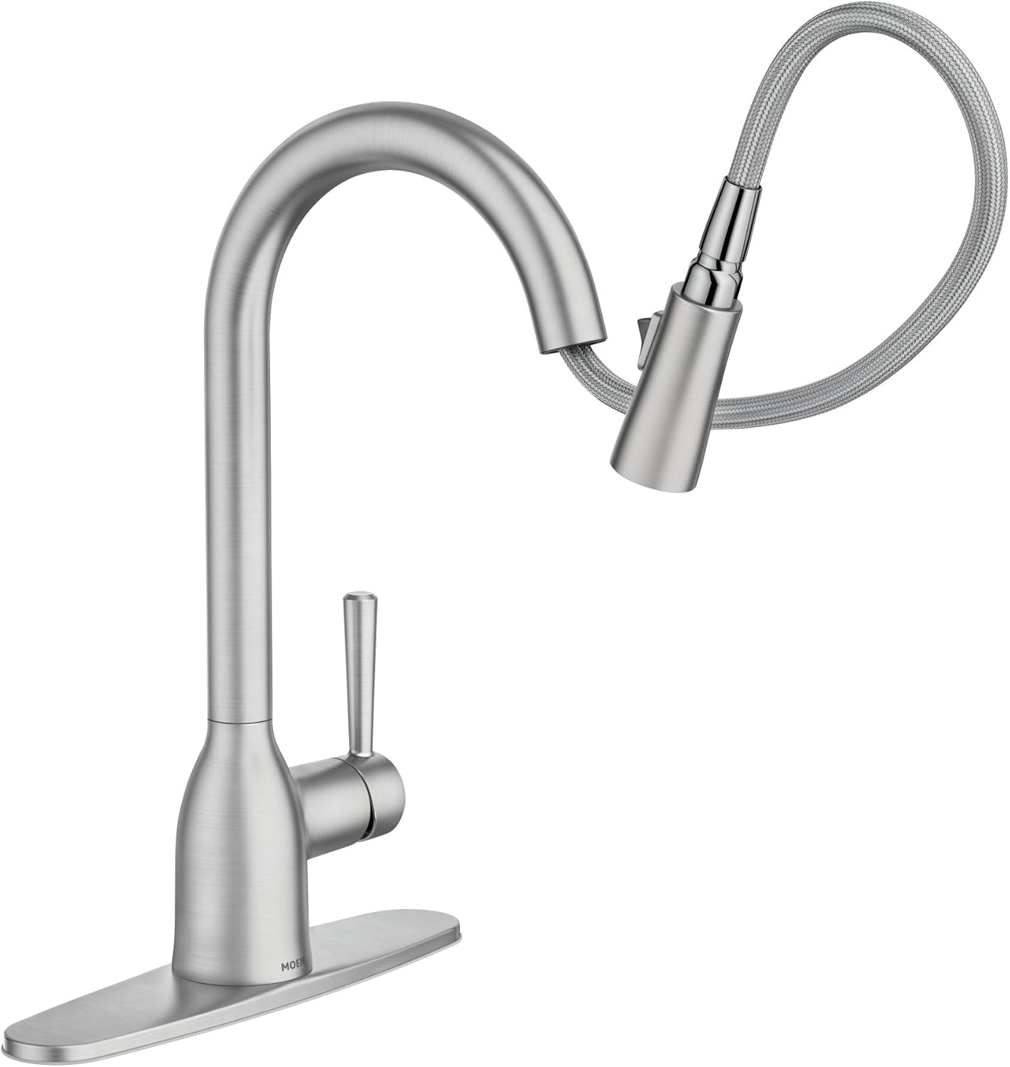 image:imageMoen Adler Mediterranean Bronze OneHandle High Arc Modern Kitchen Faucet with Power Clean and Pull Down Spray Head 87233BRBChrome