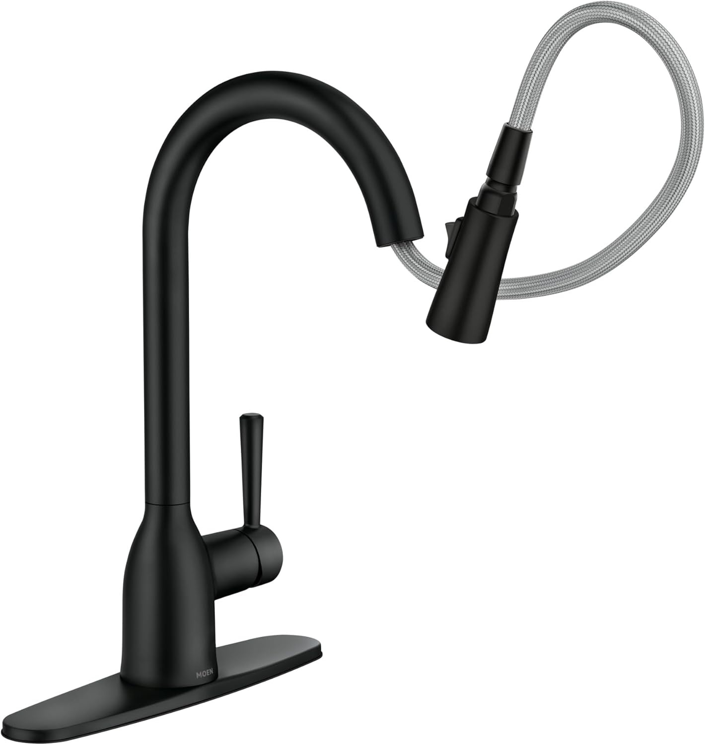 image:imageMoen Adler Mediterranean Bronze OneHandle High Arc Modern Kitchen Faucet with Power Clean and Pull Down Spray Head 87233BRBMatte Black