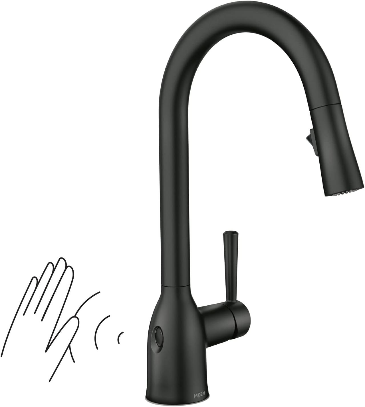 image:imageMoen Adler Mediterranean Bronze OneHandle High Arc Modern Kitchen Faucet with Power Clean and Pull Down Spray Head 87233BRBMatte Black