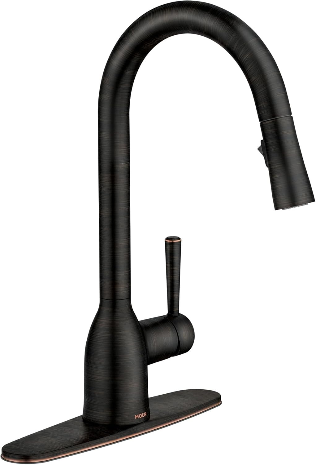 image:imageMoen Adler Mediterranean Bronze OneHandle High Arc Modern Kitchen Faucet with Power Clean and Pull Down Spray Head 87233BRBMediterranean Bronze