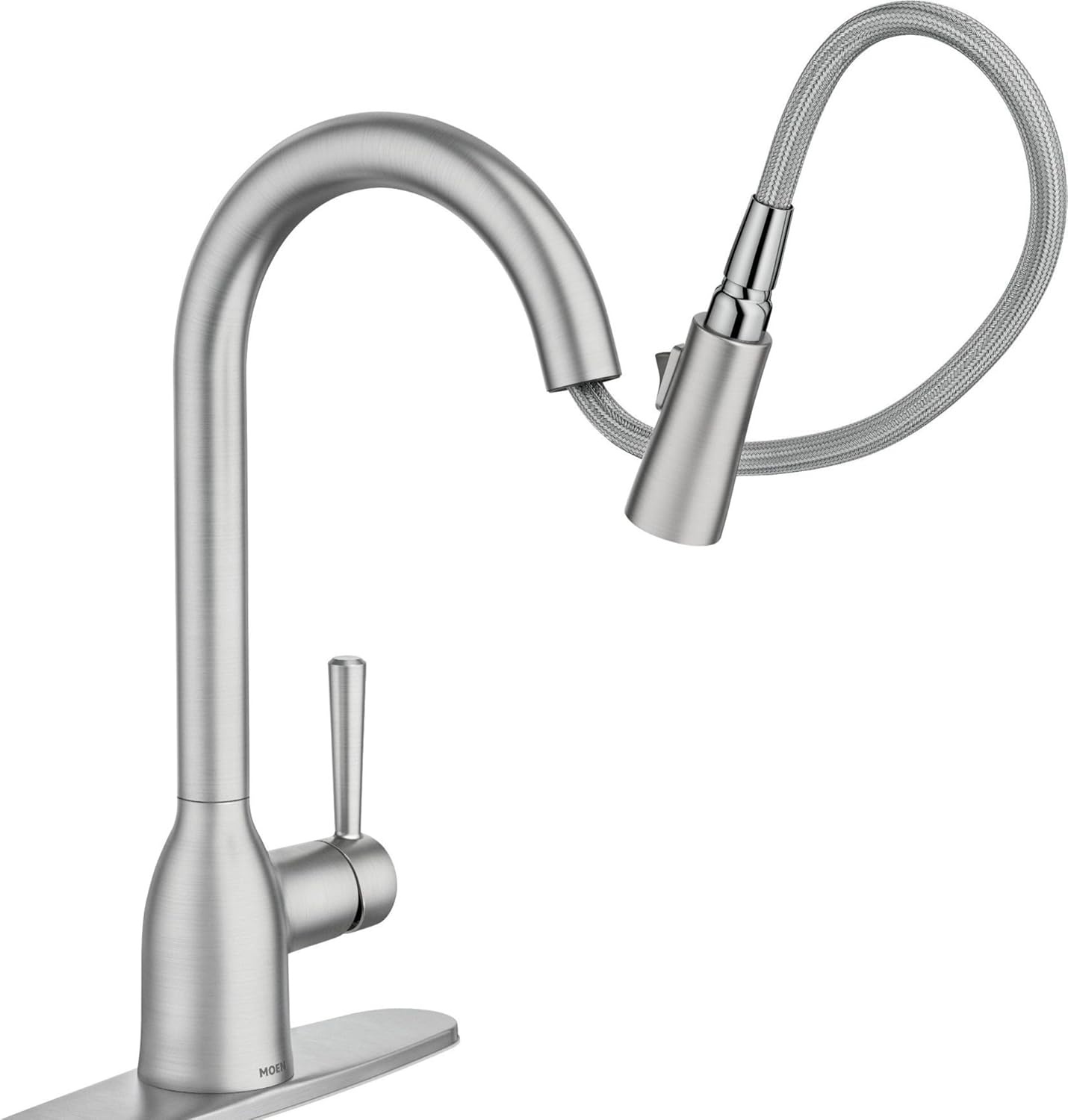 image:imageMoen Adler Mediterranean Bronze OneHandle High Arc Modern Kitchen Faucet with Power Clean and Pull Down Spray Head 87233BRBSpot Resist Stainless