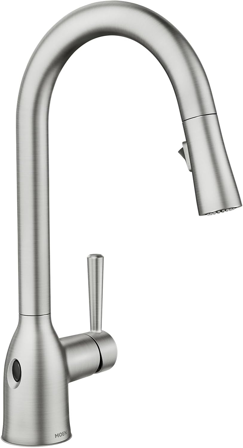 image:imageMoen Adler Mediterranean Bronze OneHandle High Arc Modern Kitchen Faucet with Power Clean and Pull Down Spray Head 87233BRBSpot Resist Stainless