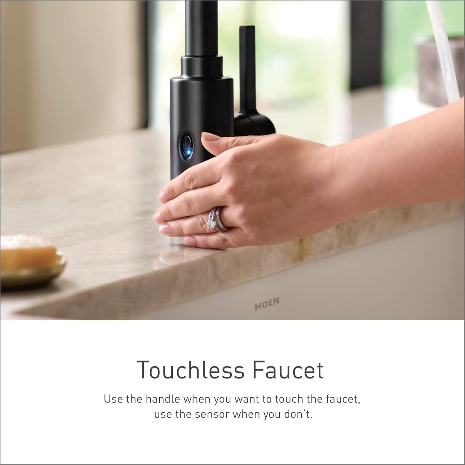 image:imageMoen Adler Mediterranean Bronze OneHandle High Arc Modern Kitchen Faucet with Power Clean and Pull Down Spray Head 87233BRBSpot Resist Stainless