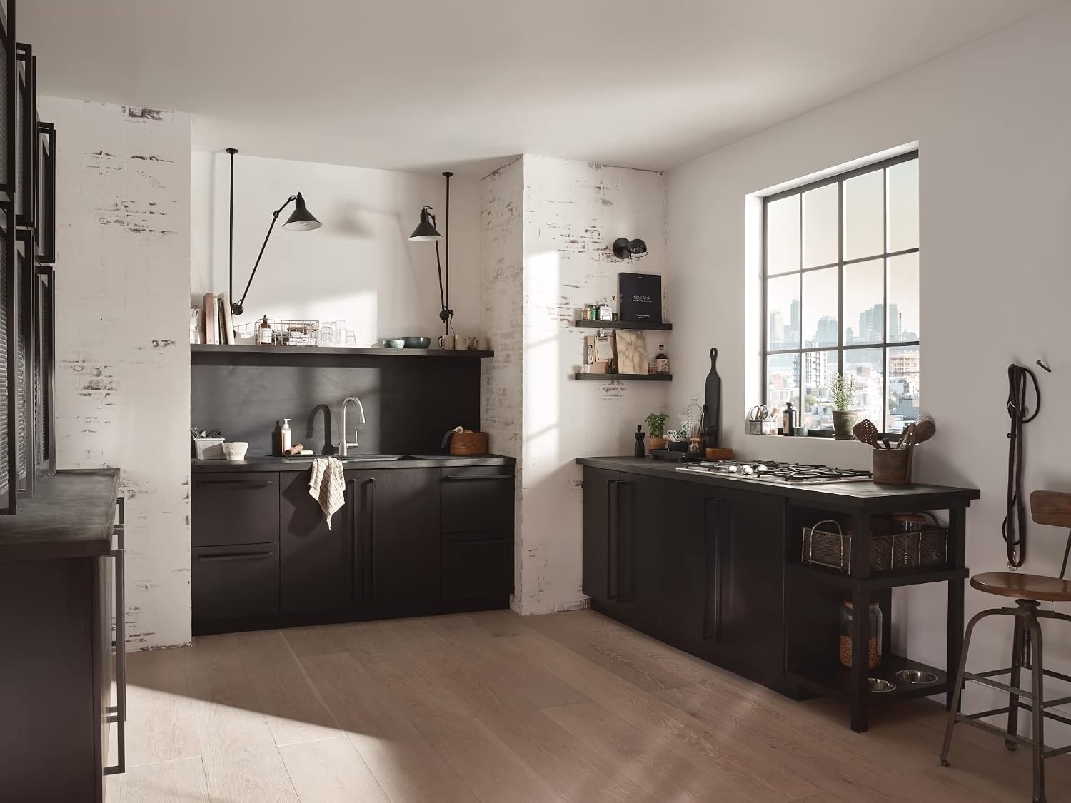 image:imageMoen Adler Mediterranean Bronze OneHandle High Arc Modern Kitchen Faucet with Power Clean and Pull Down Spray Head 87233BRBSpot Resist Stainless