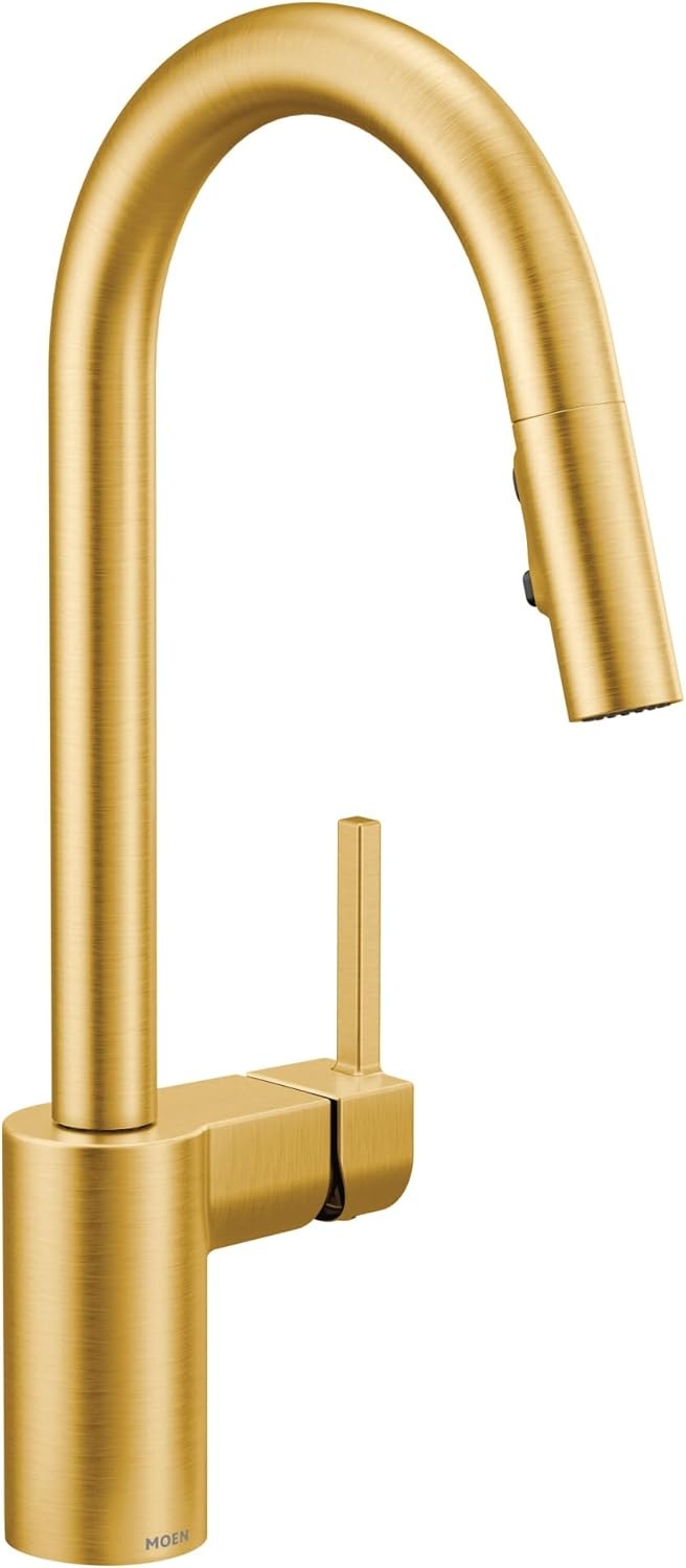 image:imageMoen Align Brushed Gold 3in1 Water Filtration PreRinse Spring Pull Down Kitchen Faucet Water Filter for Sink Faucet Sold Separately F5923BGBrushed Gold