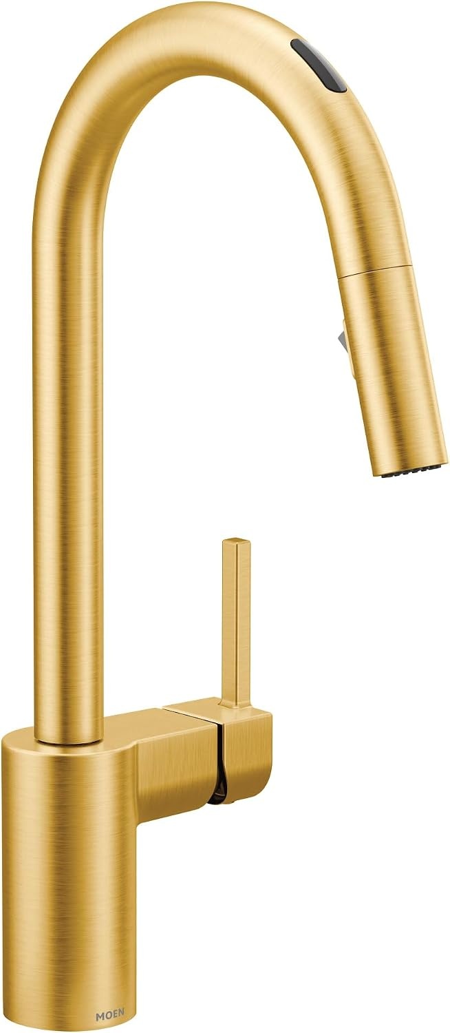 image:imageMoen Align Brushed Gold 3in1 Water Filtration PreRinse Spring Pull Down Kitchen Faucet Water Filter for Sink Faucet Sold Separately F5923BGBrushed Gold