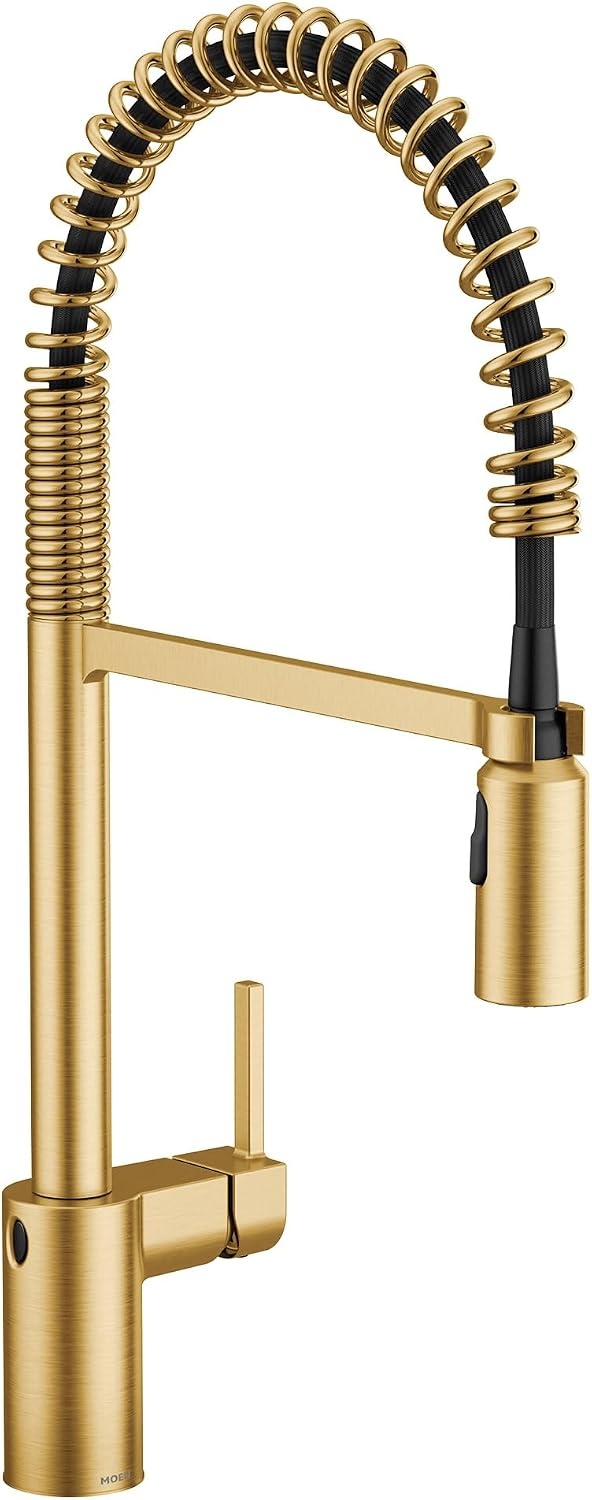 image:imageMoen Align Brushed Gold 3in1 Water Filtration PreRinse Spring Pull Down Kitchen Faucet Water Filter for Sink Faucet Sold Separately F5923BGBrushed Gold