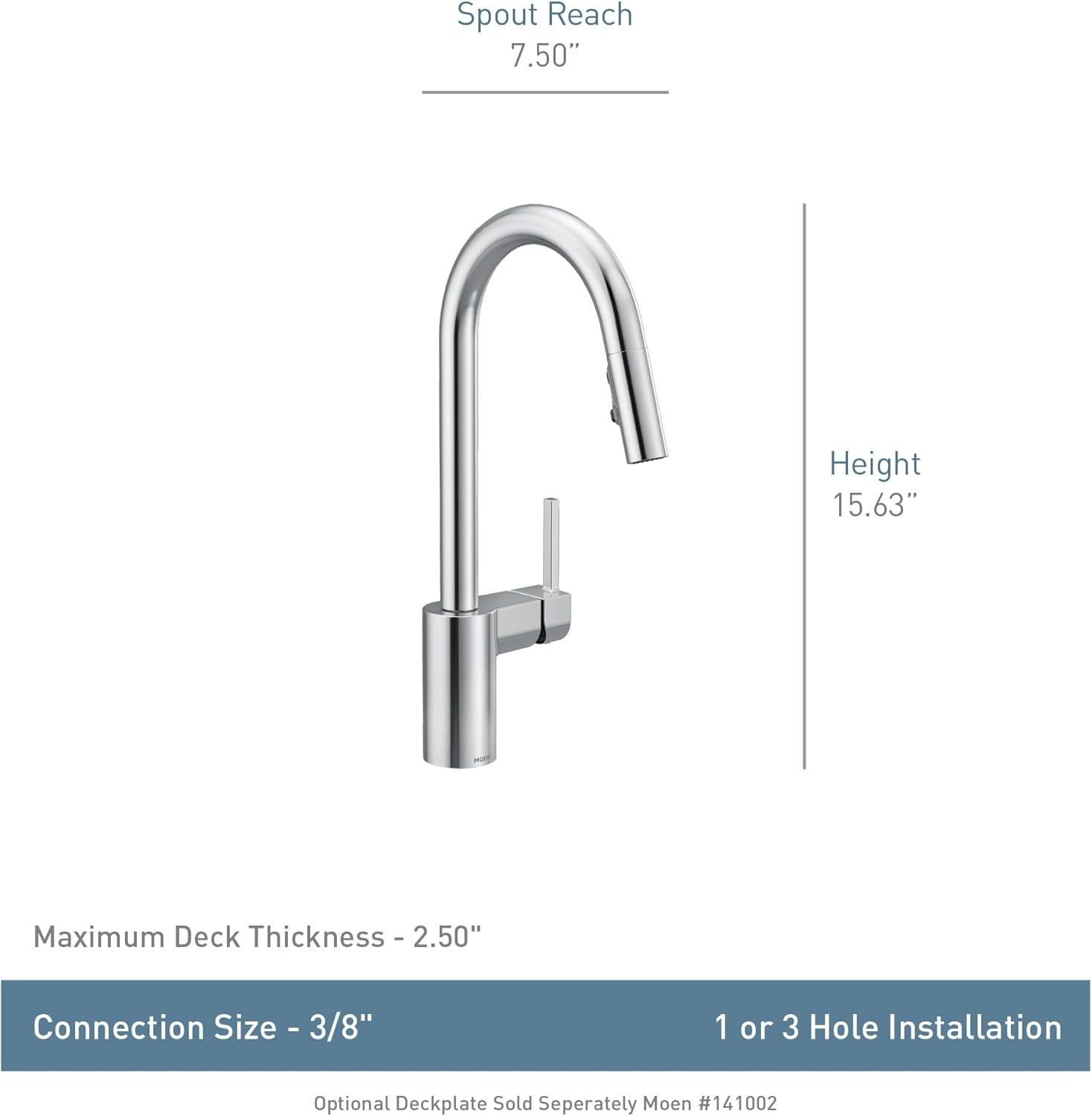 image:imageMoen Align Brushed Gold 3in1 Water Filtration PreRinse Spring Pull Down Kitchen Faucet Water Filter for Sink Faucet Sold Separately F5923BGBrushed Gold