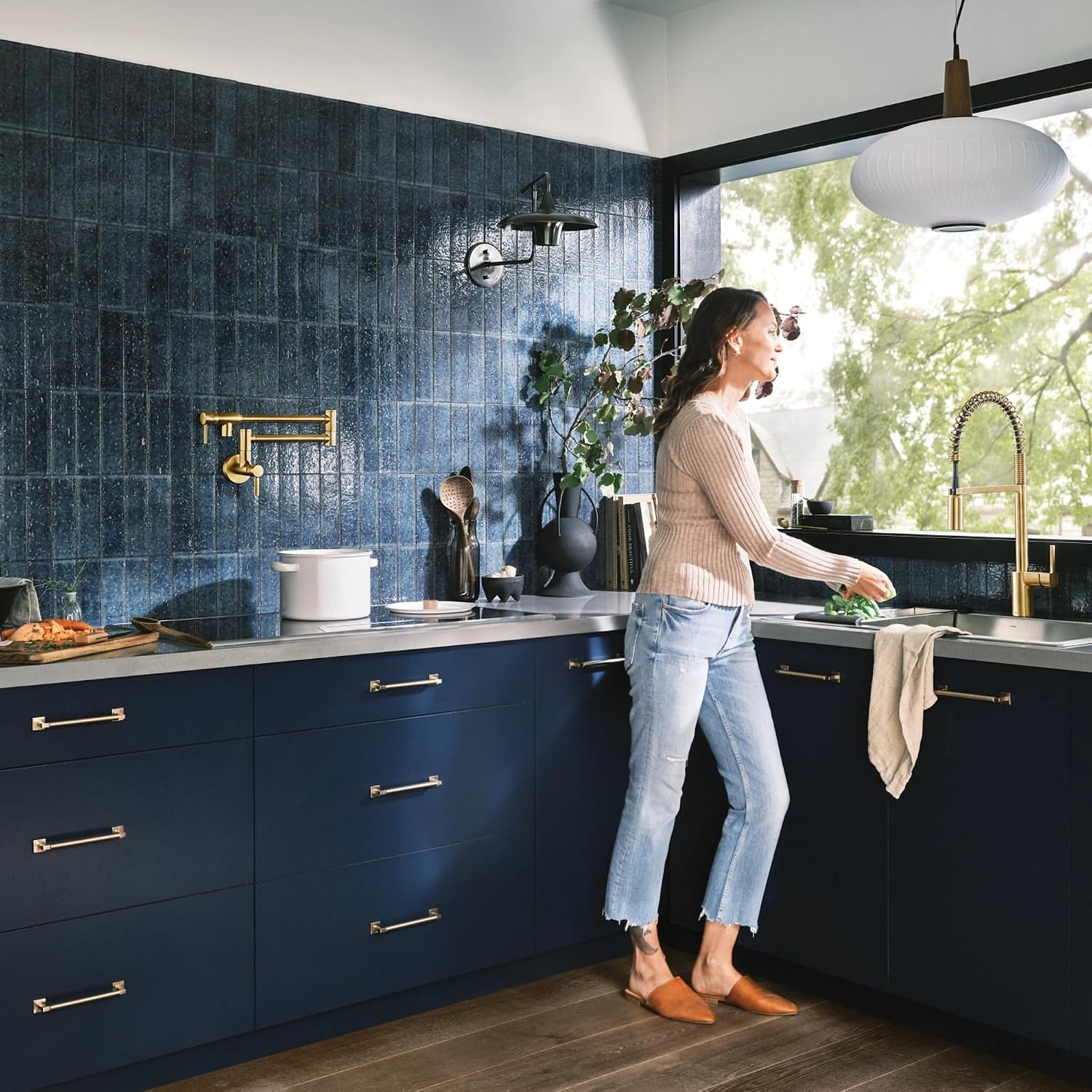image:imageMoen Align Brushed Gold 3in1 Water Filtration PreRinse Spring Pull Down Kitchen Faucet Water Filter for Sink Faucet Sold Separately F5923BGBrushed Gold