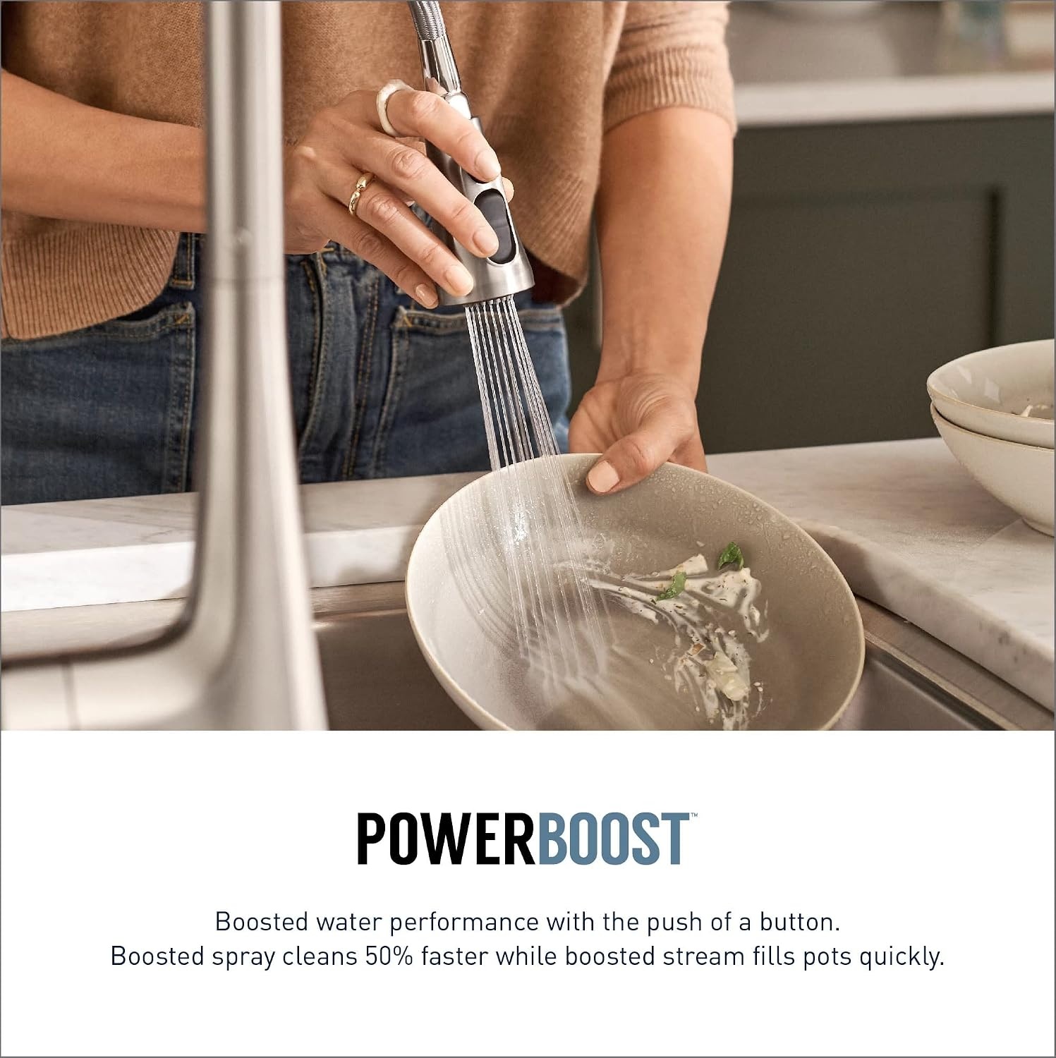 image:imageMoen Align Brushed Gold 3in1 Water Filtration PreRinse Spring Pull Down Kitchen Faucet Water Filter for Sink Faucet Sold Separately F5923BGChrome