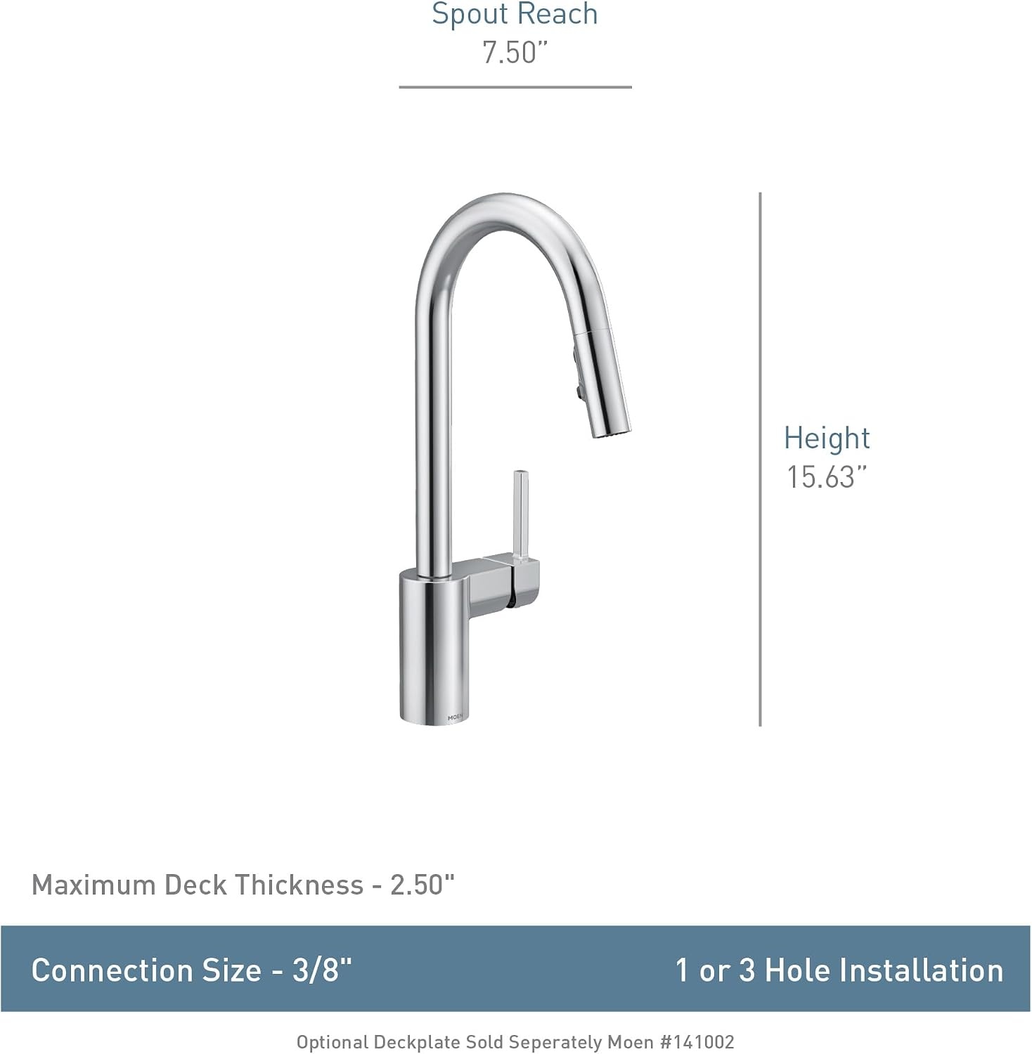 image:imageMoen Align Brushed Gold 3in1 Water Filtration PreRinse Spring Pull Down Kitchen Faucet Water Filter for Sink Faucet Sold Separately F5923BGChrome