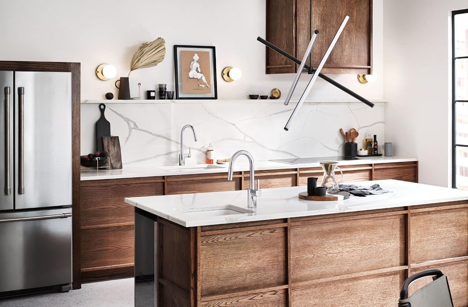 image:imageMoen Align Brushed Gold 3in1 Water Filtration PreRinse Spring Pull Down Kitchen Faucet Water Filter for Sink Faucet Sold Separately F5923BGChrome