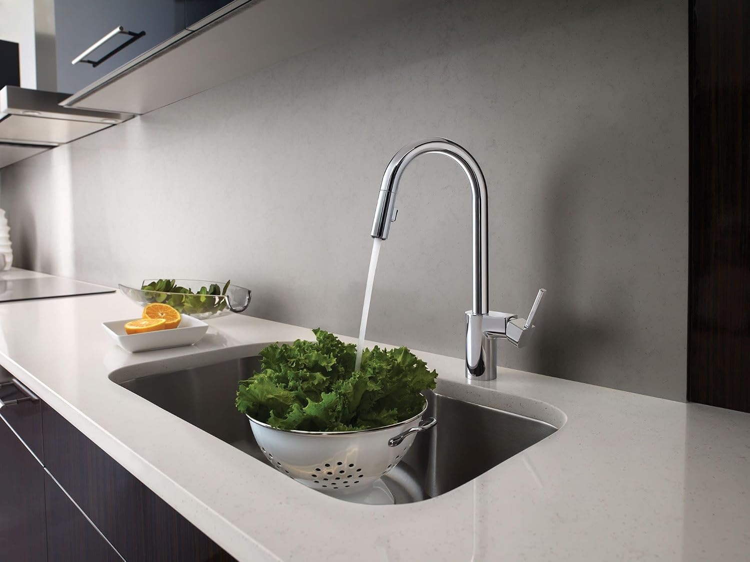image:imageMoen Align Brushed Gold 3in1 Water Filtration PreRinse Spring Pull Down Kitchen Faucet Water Filter for Sink Faucet Sold Separately F5923BGChrome
